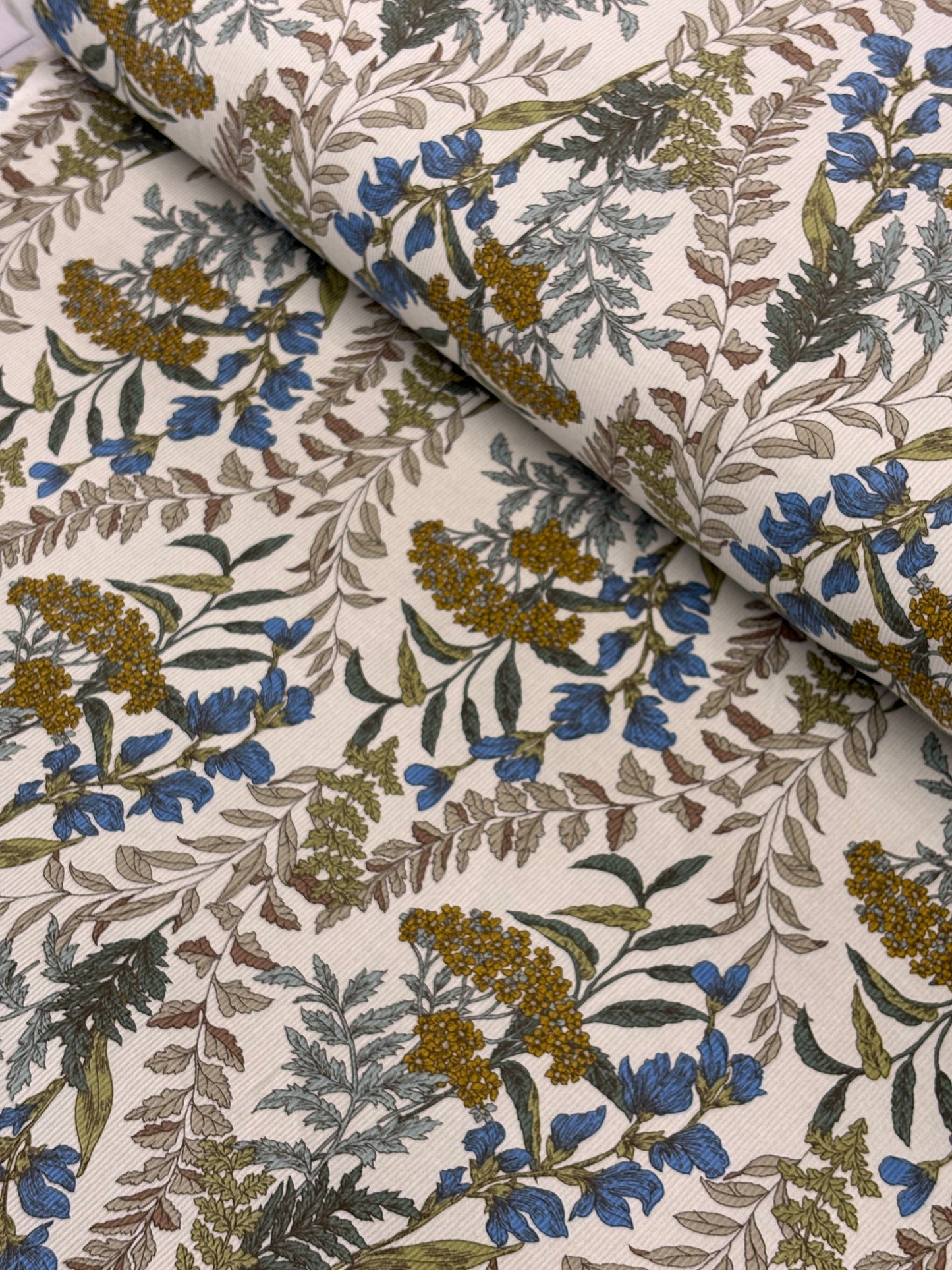 Hokkoh - Cream Floral Pinwale Corduroy