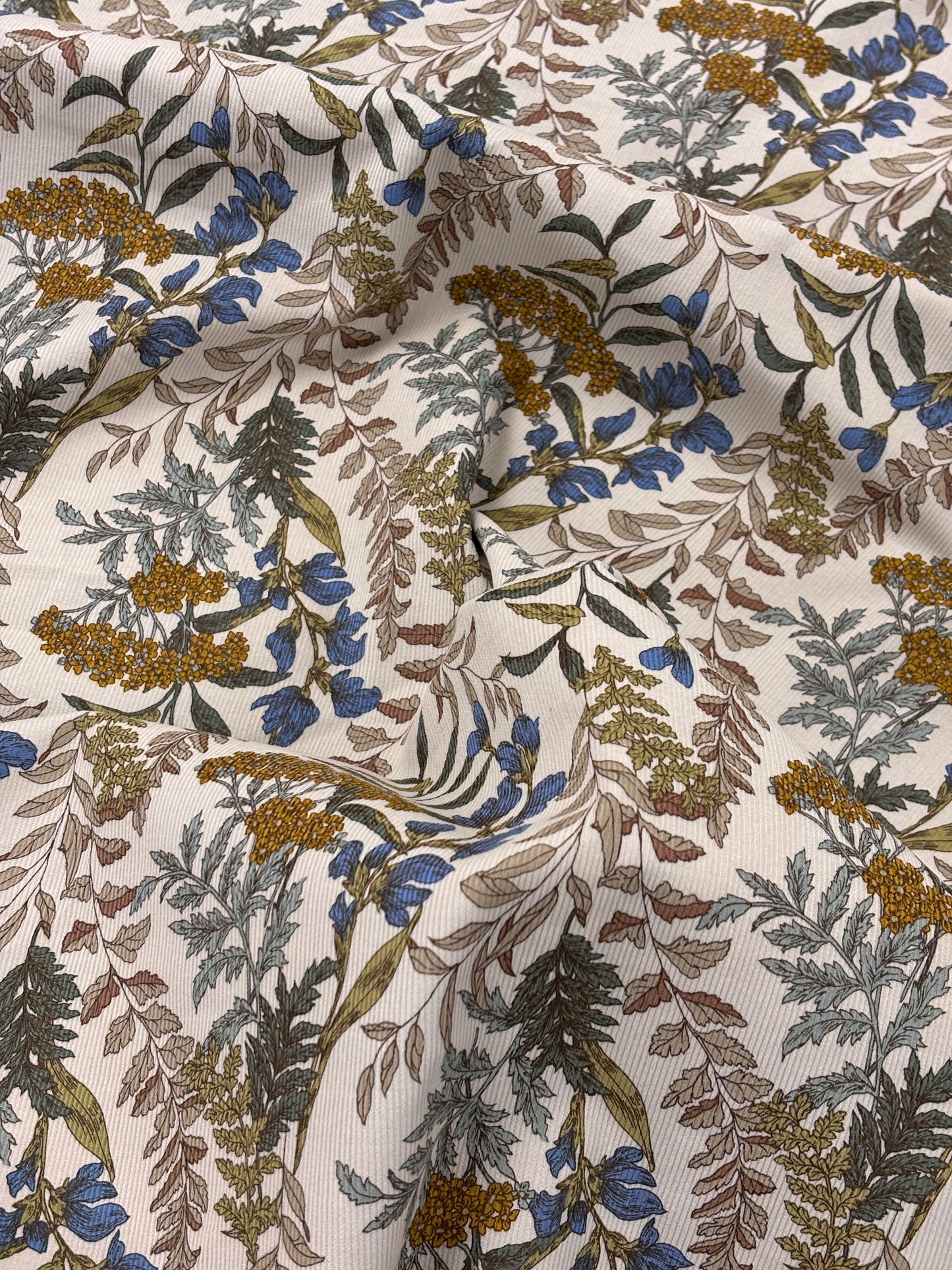 Hokkoh - Cream Floral Pinwale Corduroy