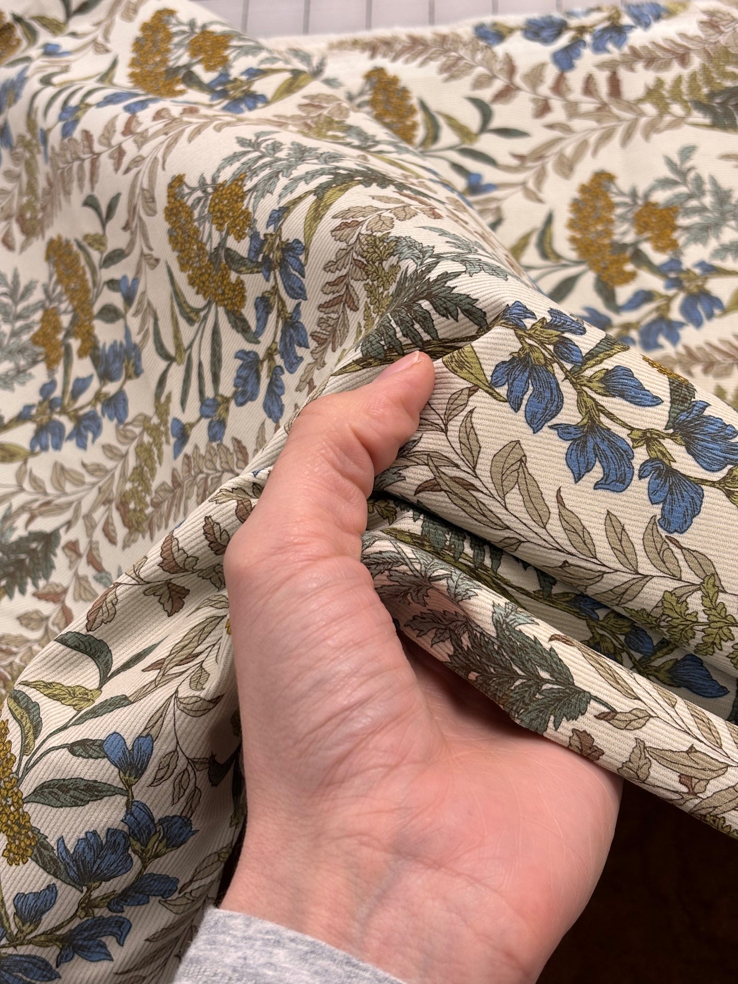 Hokkoh - Cream Floral Pinwale Corduroy