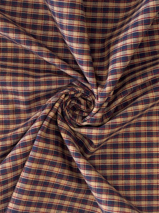 Cotton Homespun - Navy & Red Tea Dye Plaid