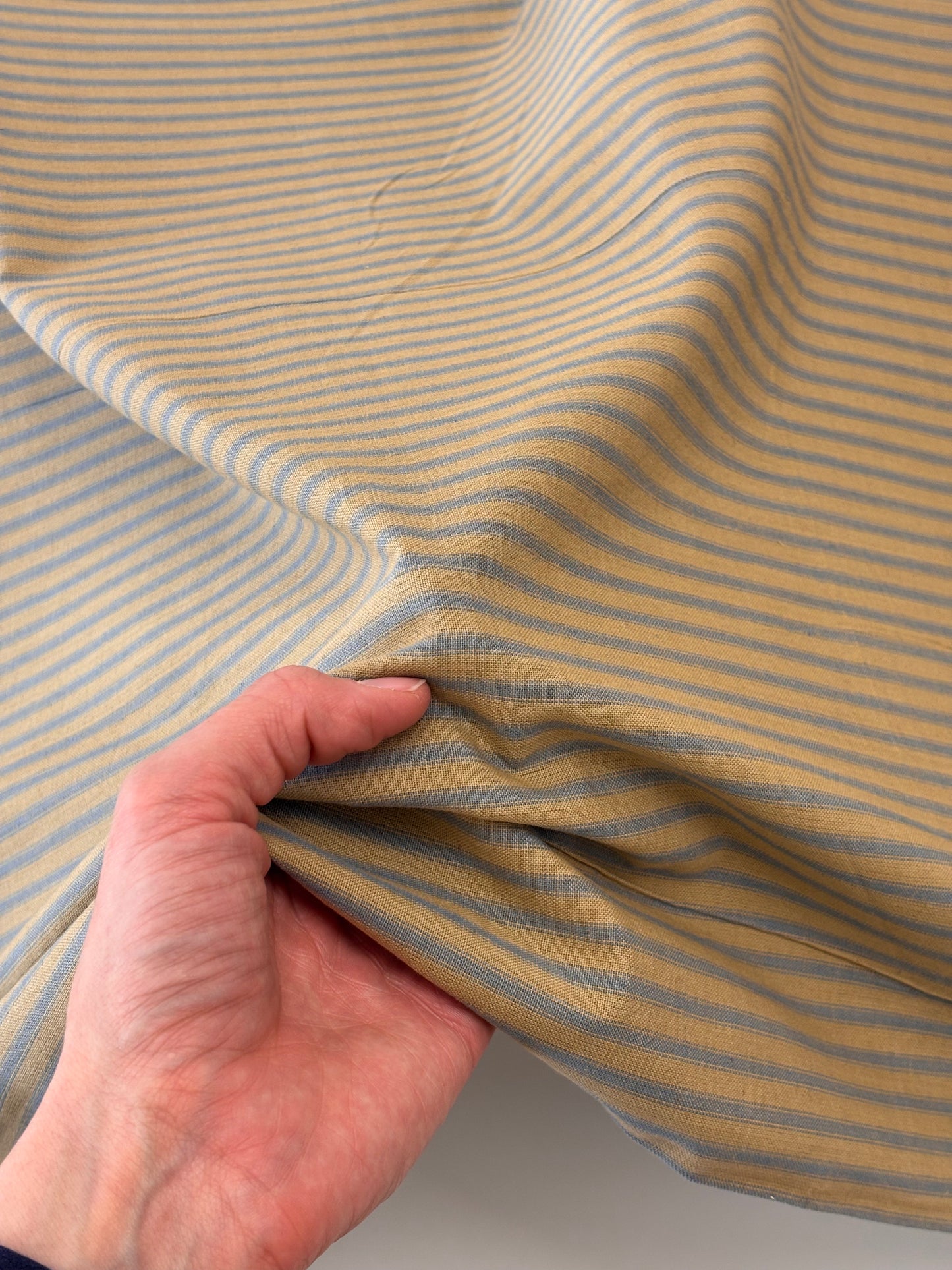 Cotton Homespun  - Light Blue Tea Dye Ticking Stripe