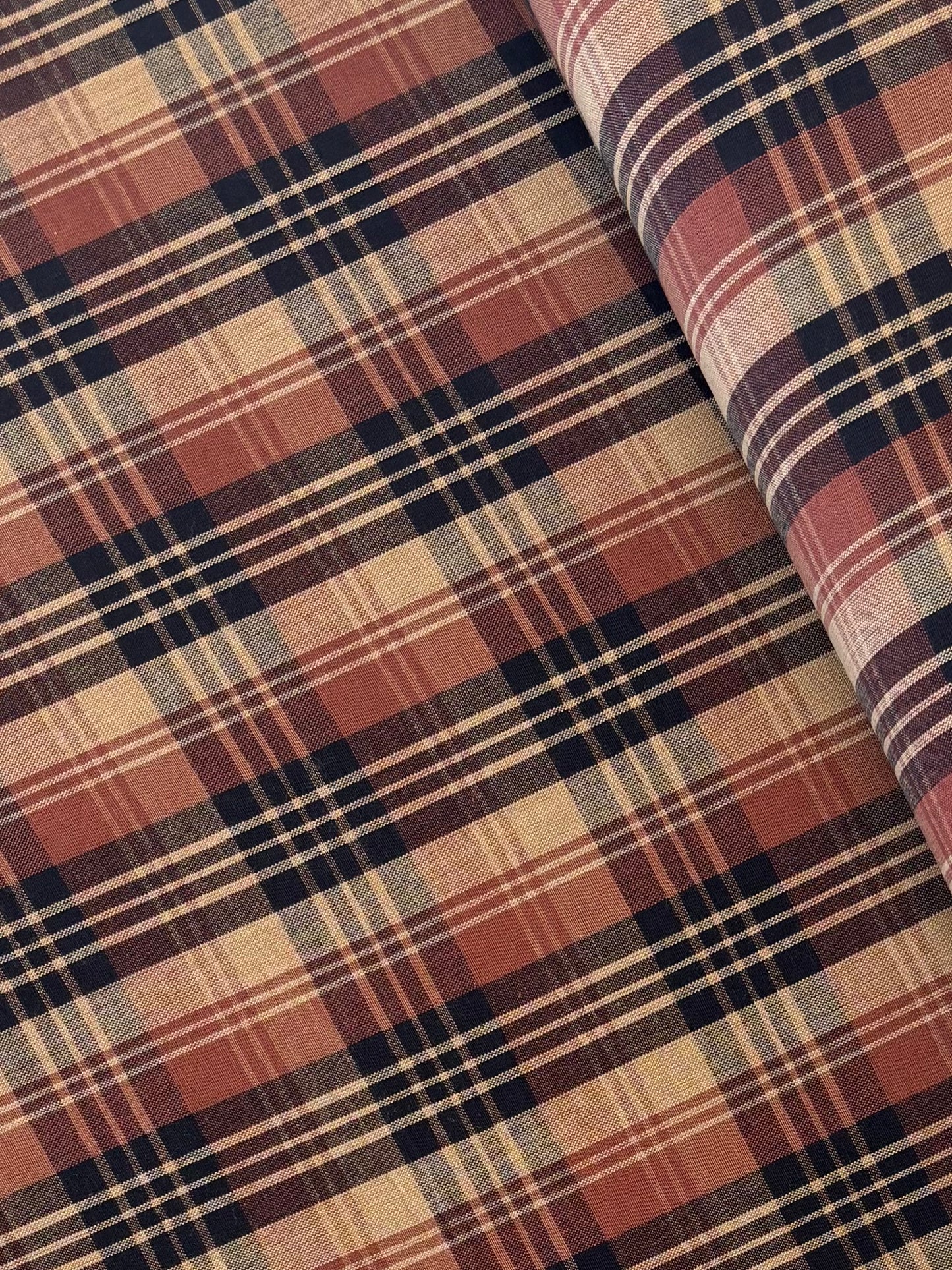 Cotton Homespun  - Brown Triple Plaid