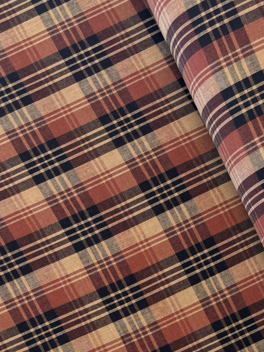 Cotton Homespun  - Brown Triple Plaid