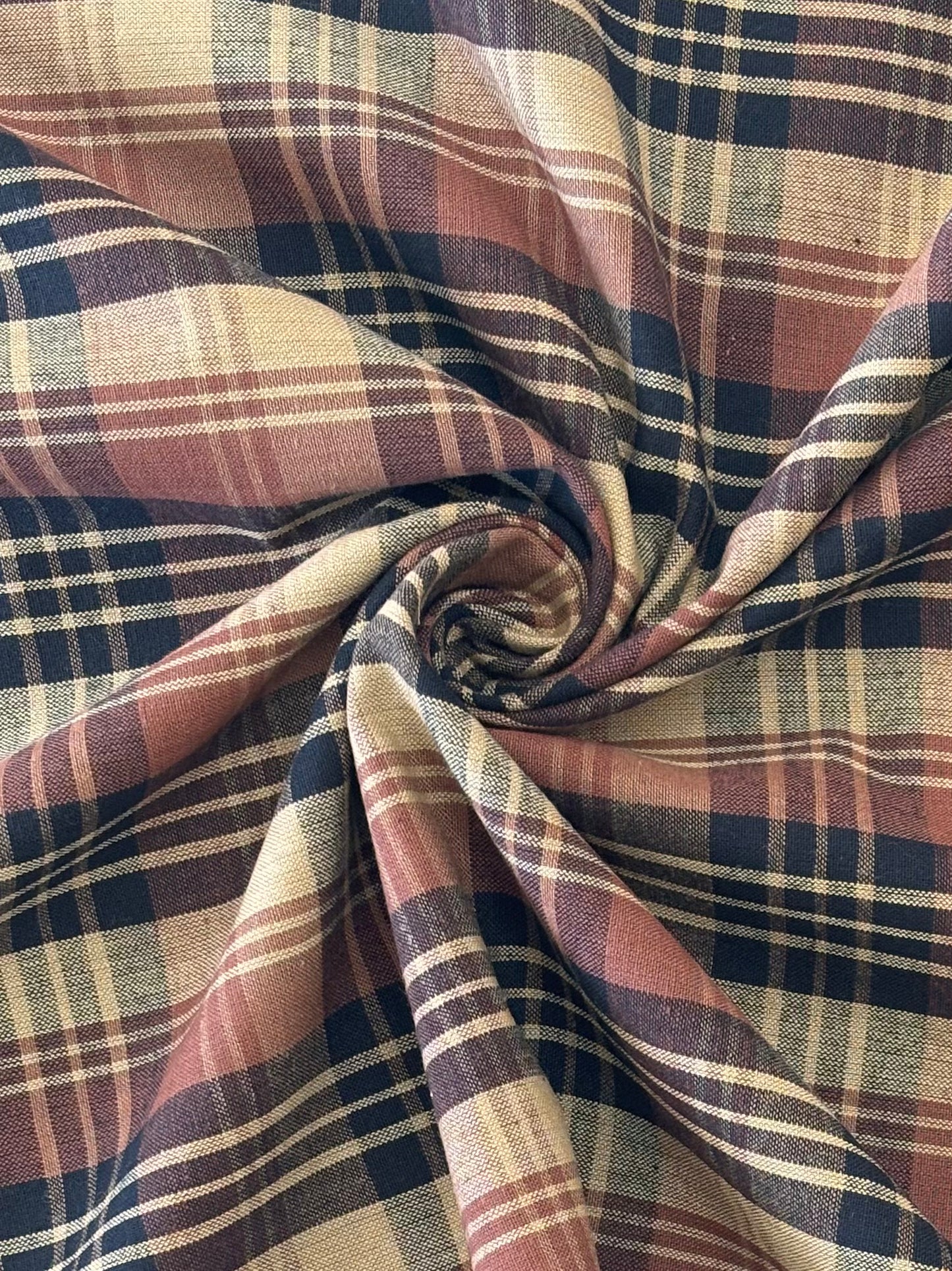 Cotton Homespun  - Brown Triple Plaid