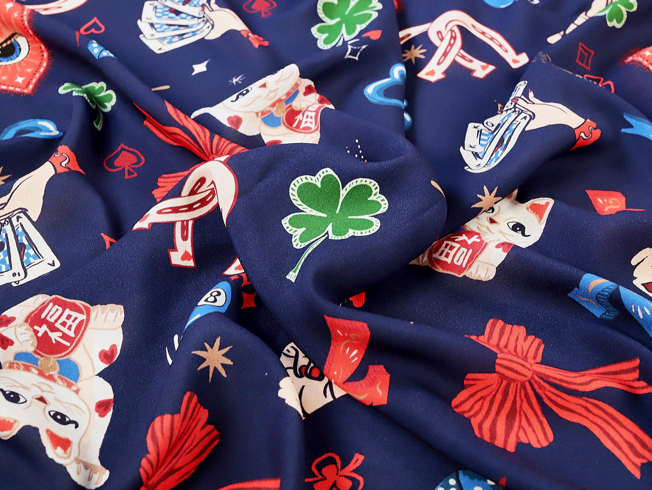 Lady Luck Viscose Lawn - Navy