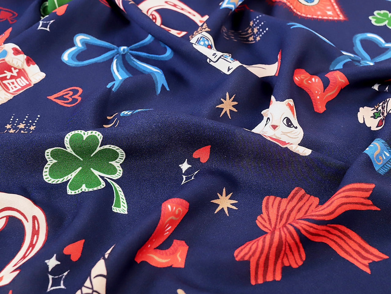 Lady Luck Viscose Lawn - Navy