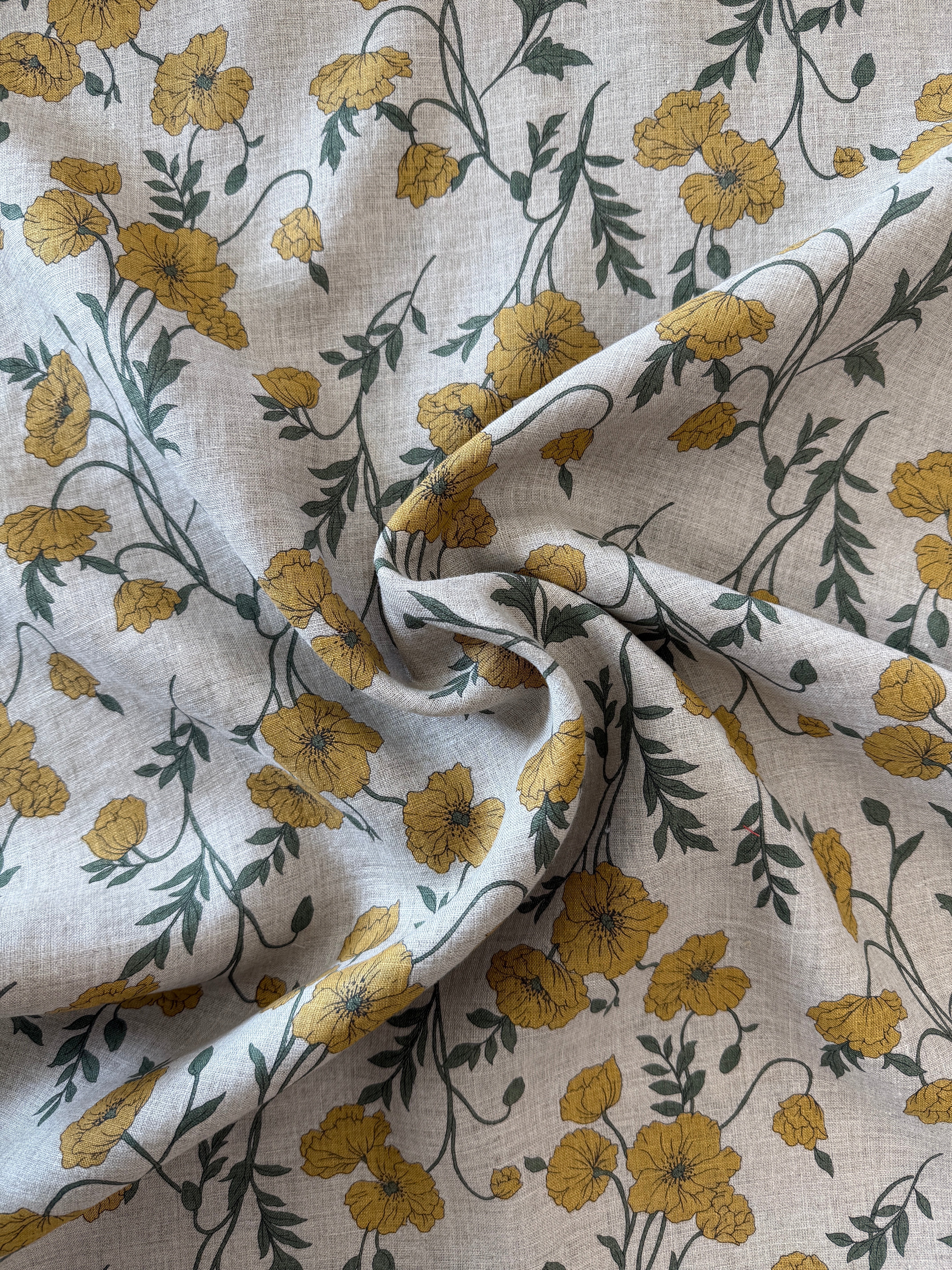 Poppy Linen - Yellow & Beige