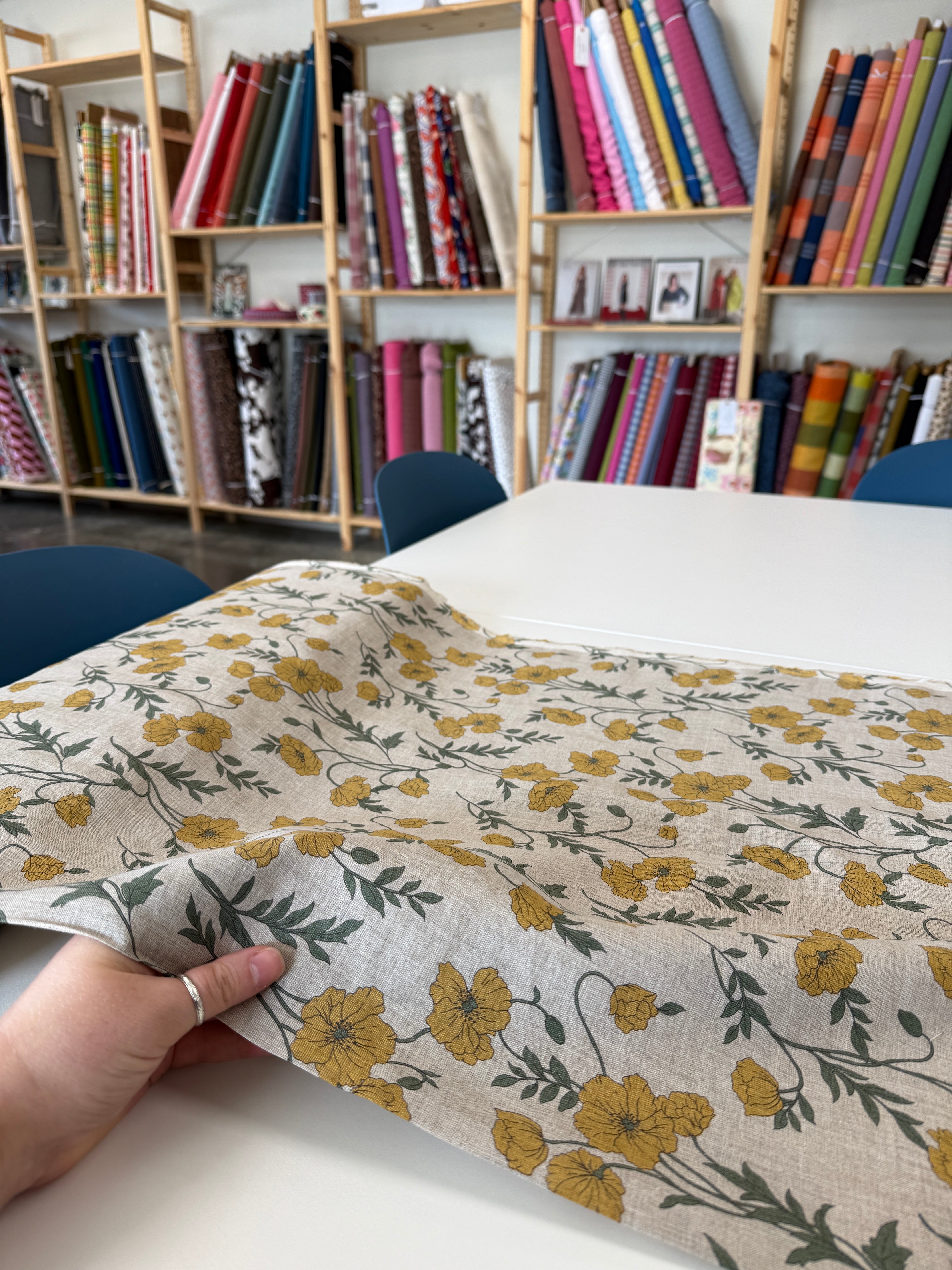 Poppy Linen - Yellow & Beige