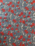 Poppy Linen - Dusty Blue & Red