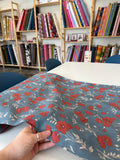Poppy Linen - Dusty Blue & Red