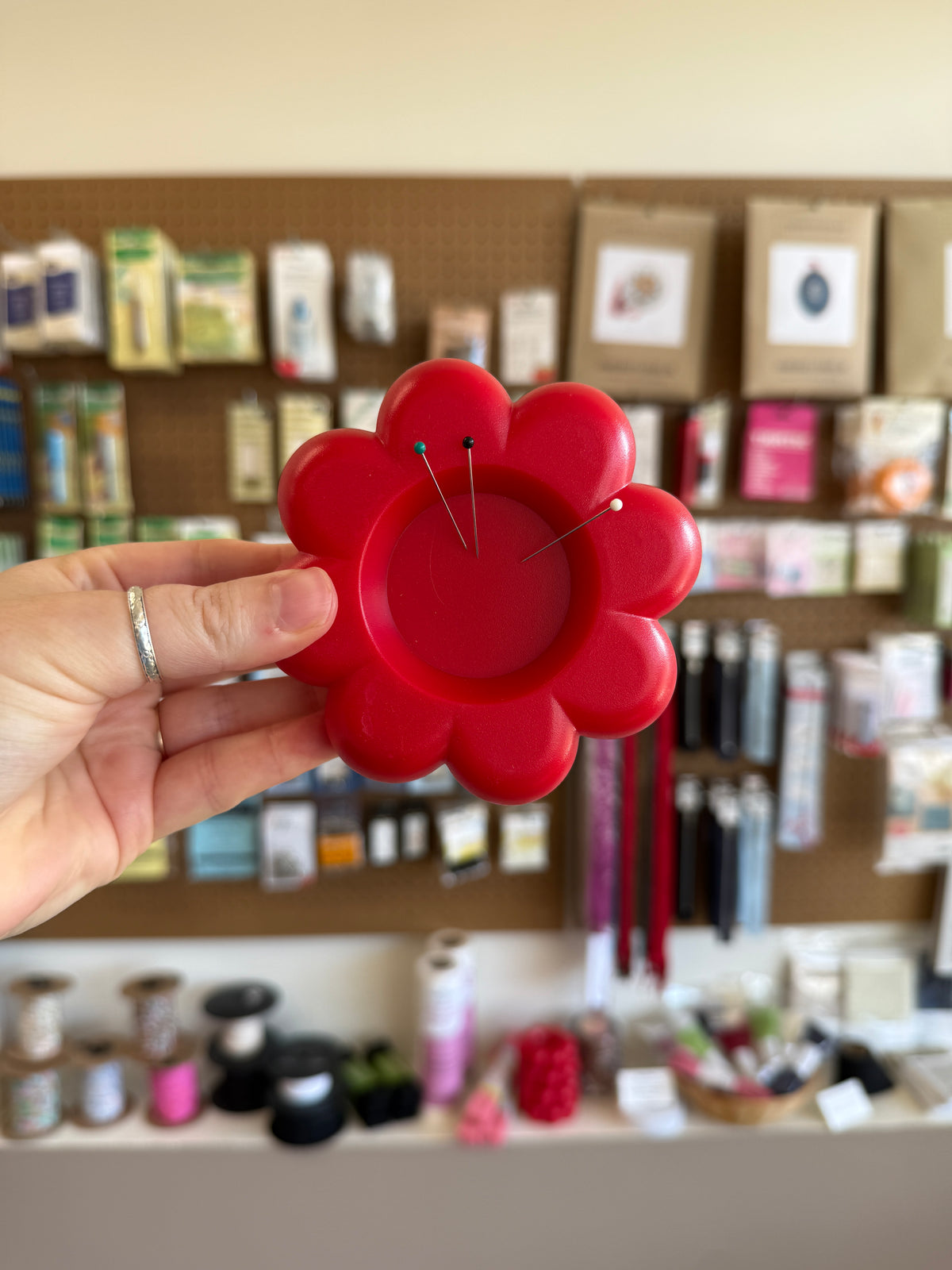 Flower Power Magnetic Pin Dish - Red