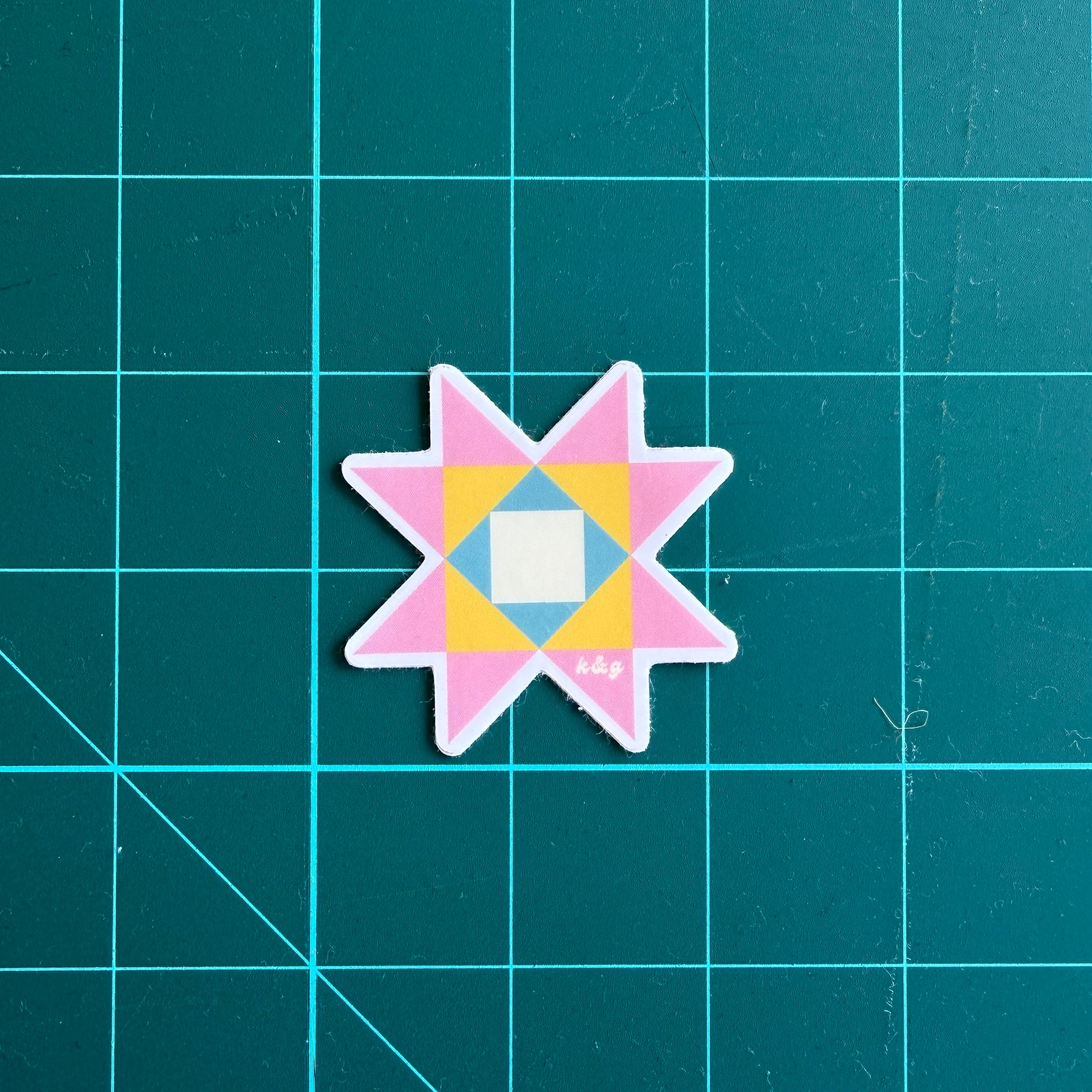 Pink Quilt Star Sticker