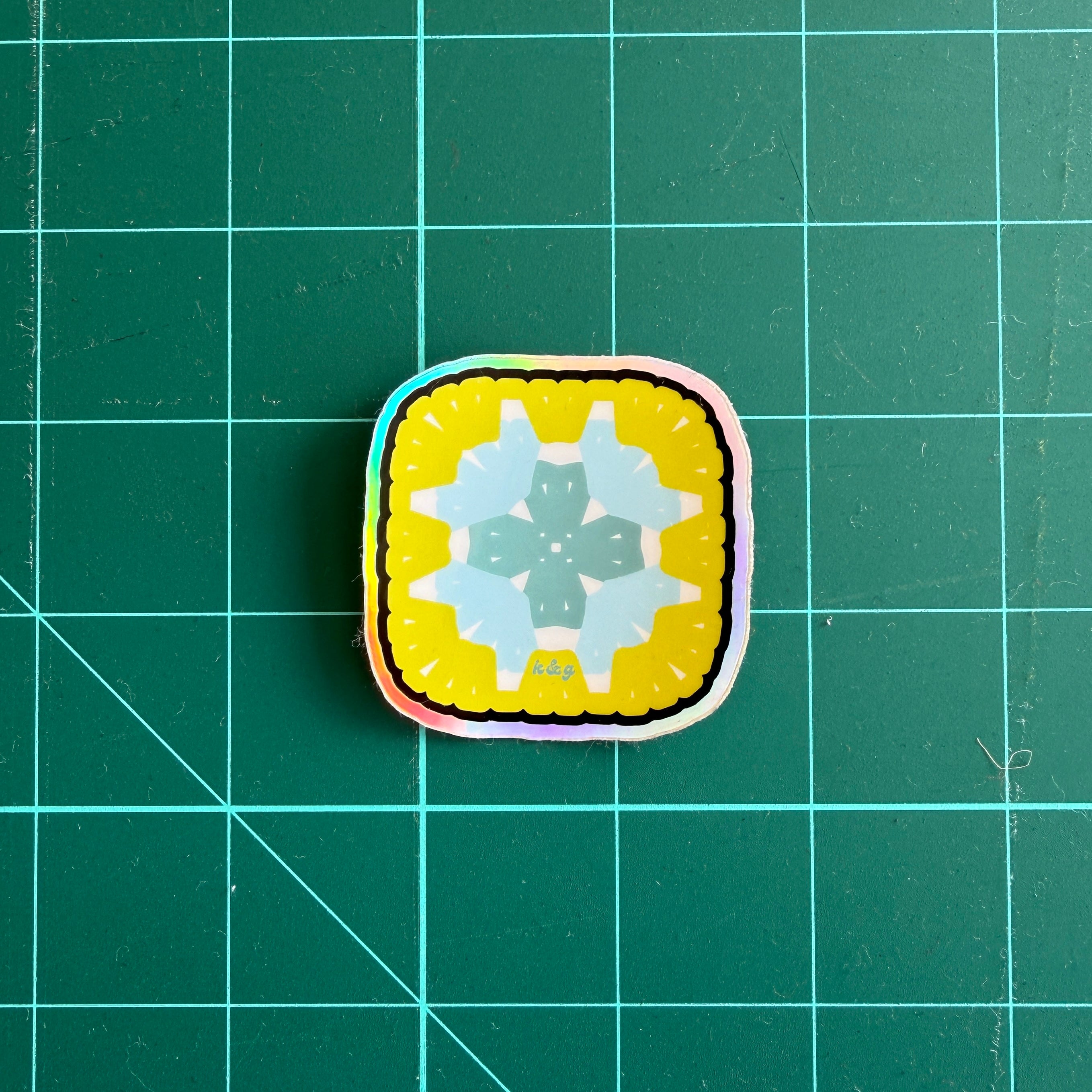 Holographic Granny Square Sticker