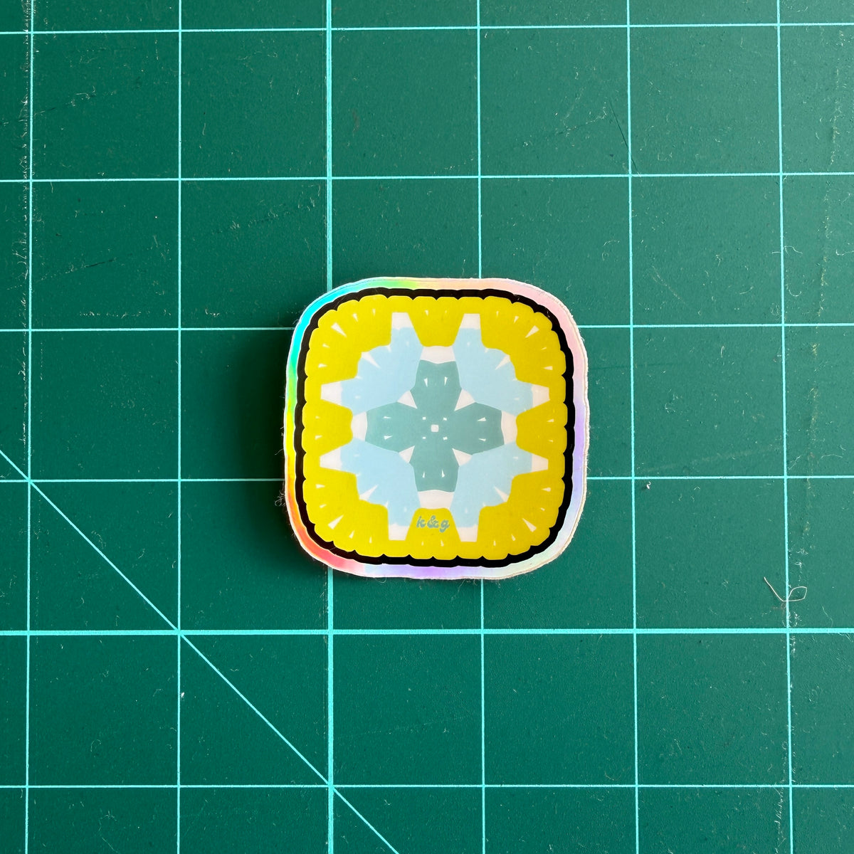 Holographic Granny Square Sticker