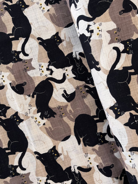 Sevenberry - Overlapping Cats Cotton Canvas