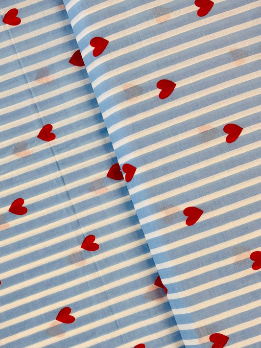 Indian Block Print - Stripes & Hearts