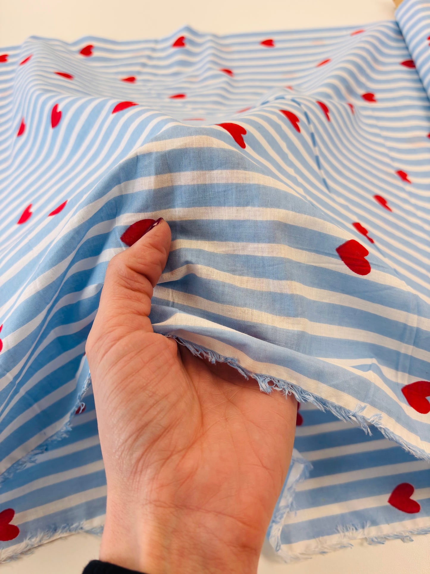 Indian Block Print - Stripes & Hearts