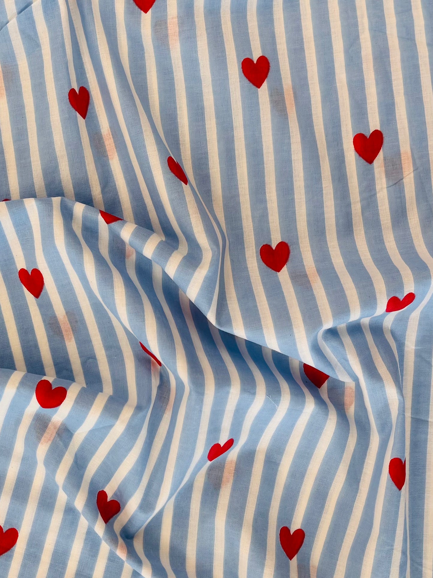 Indian Block Print - Stripes & Hearts
