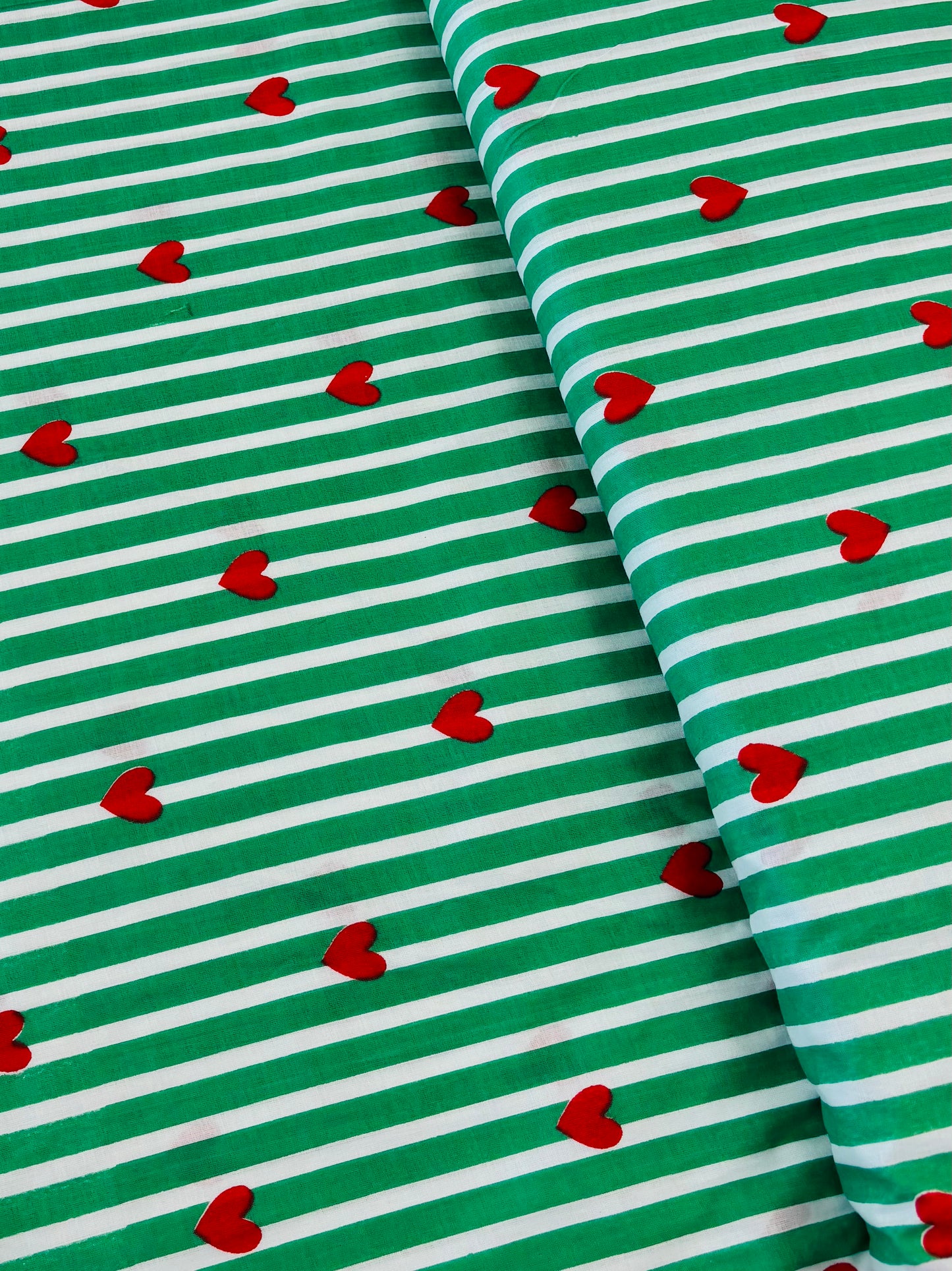 Indian Block Print - Stripes & Hearts