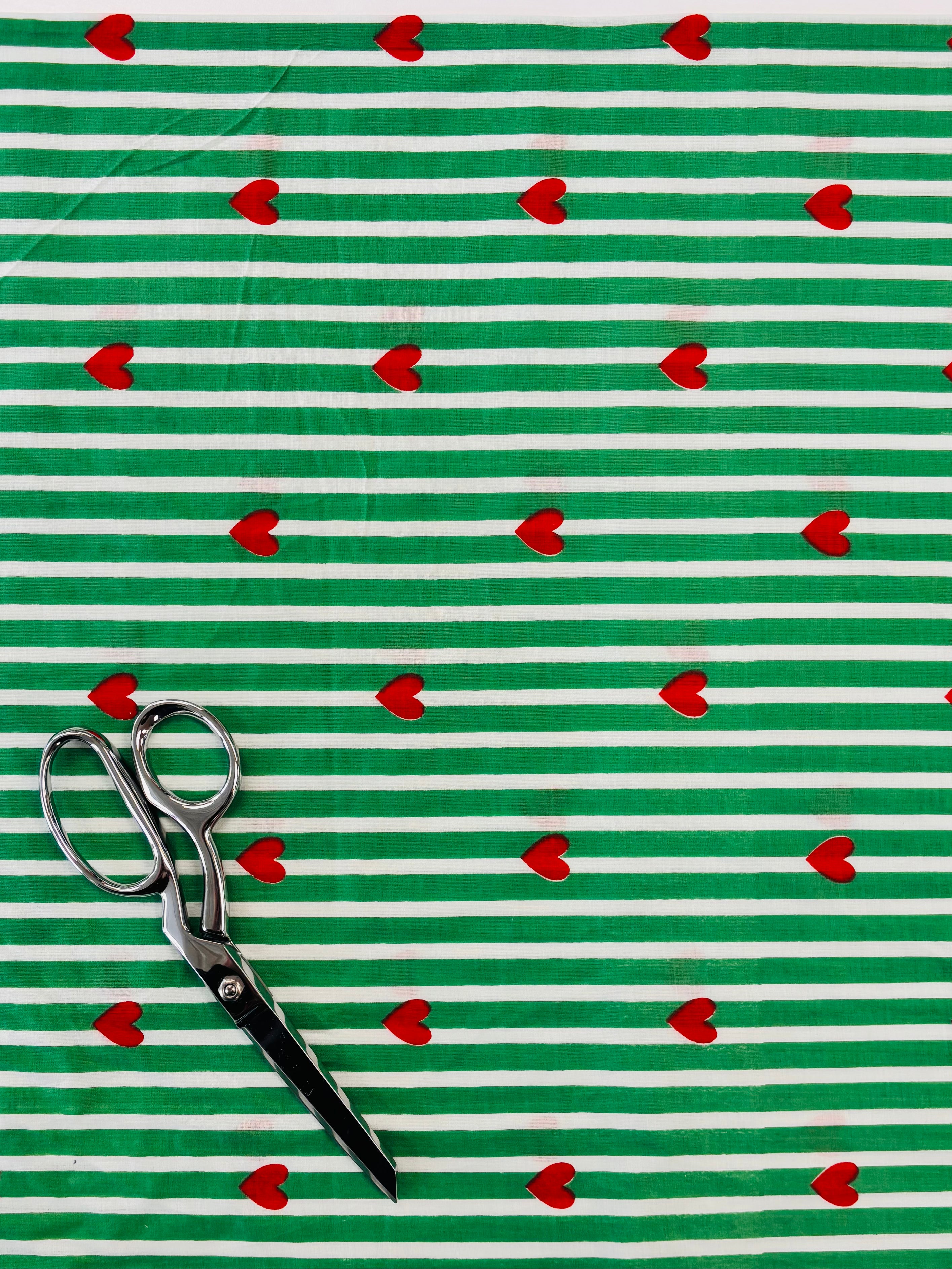 Indian Block Print - Stripes & Hearts
