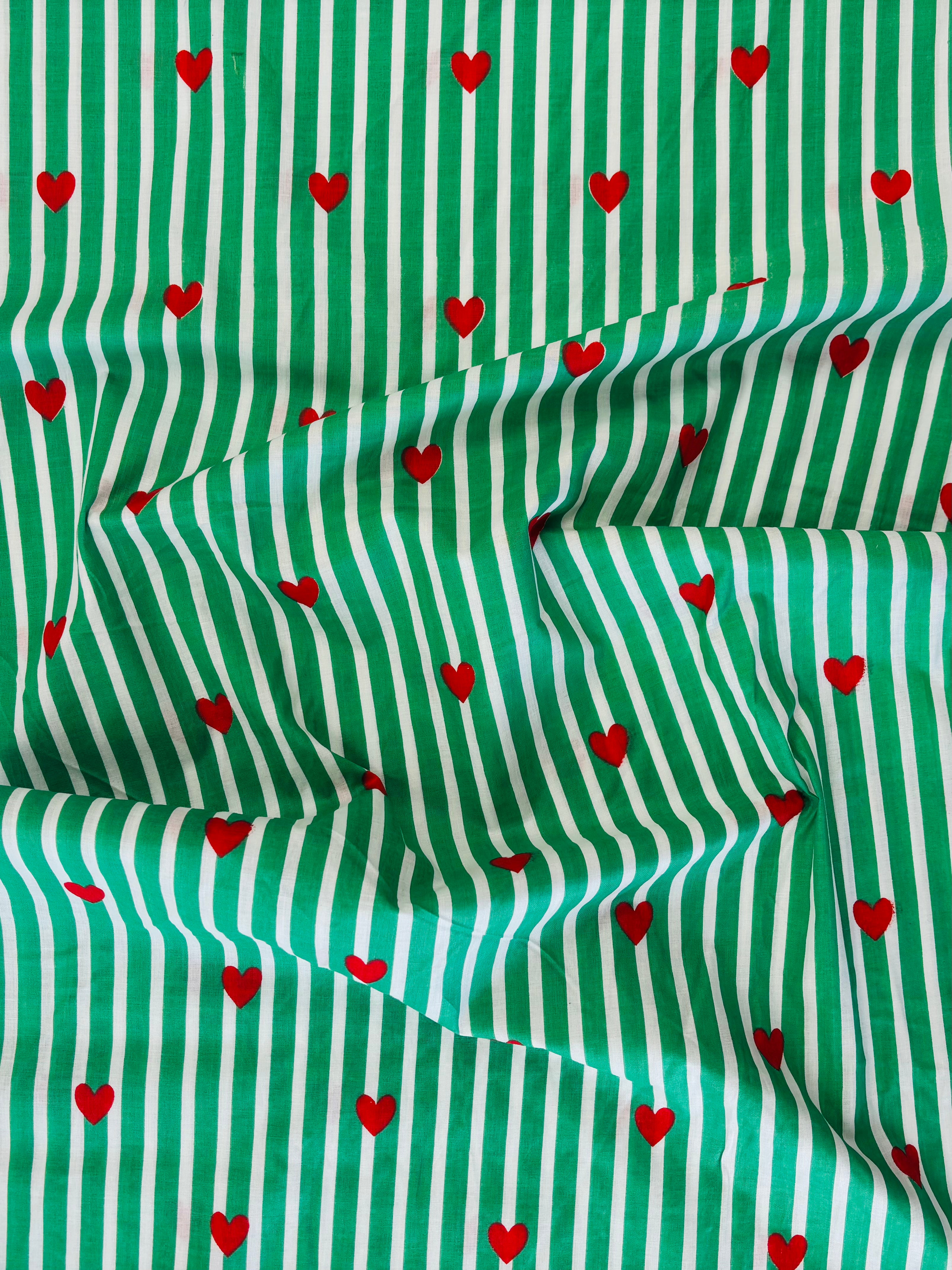 Indian Block Print - Stripes & Hearts
