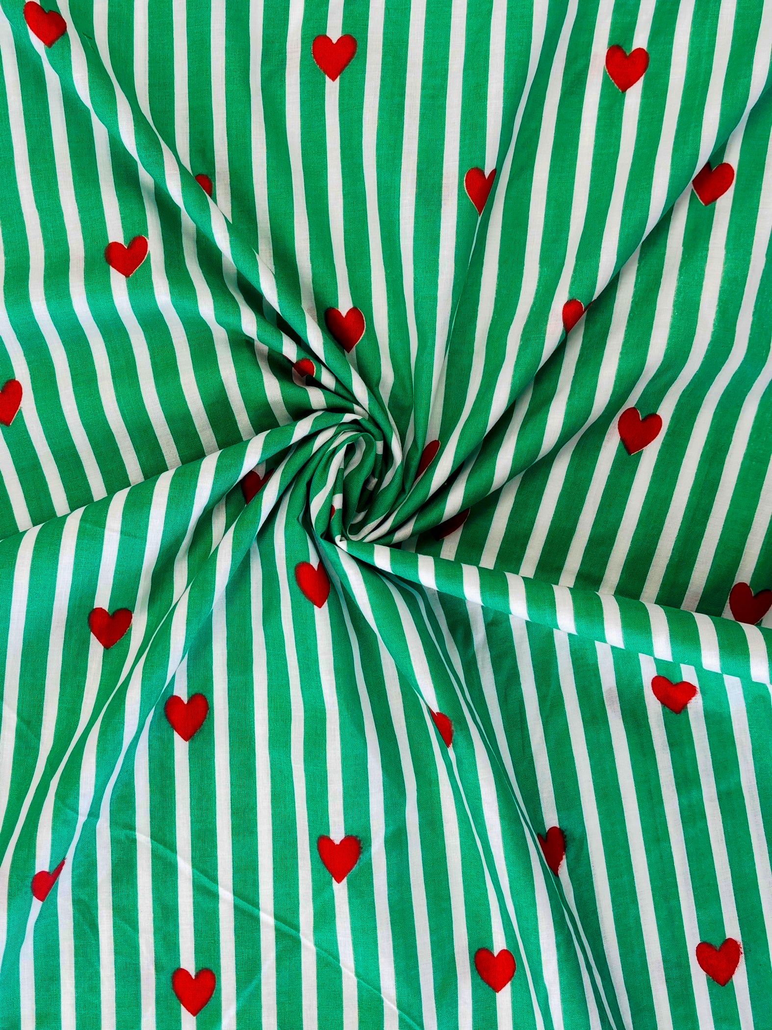 Indian Block Print - Stripes & Hearts