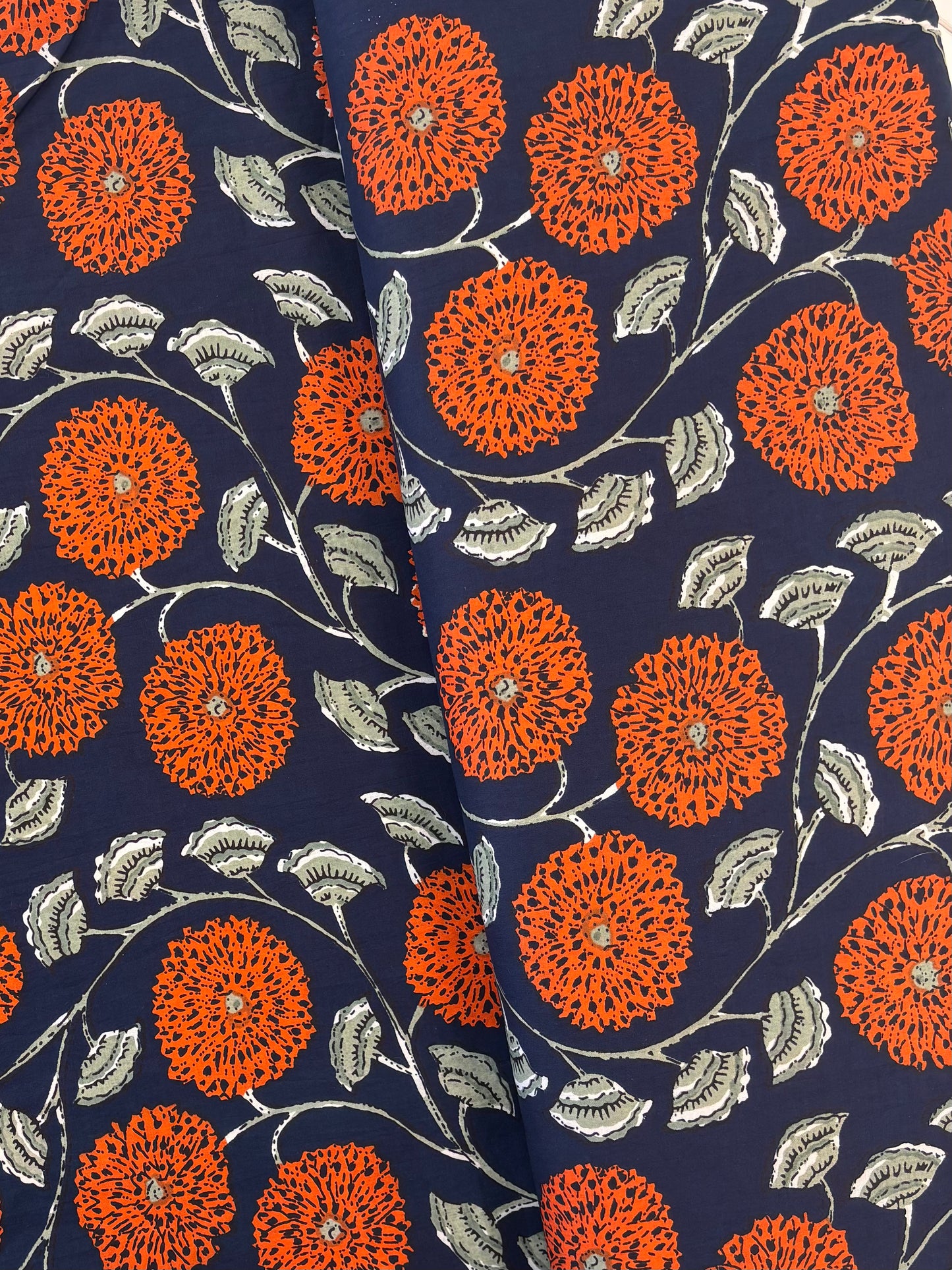 Indian Block Print - Navy Marigold