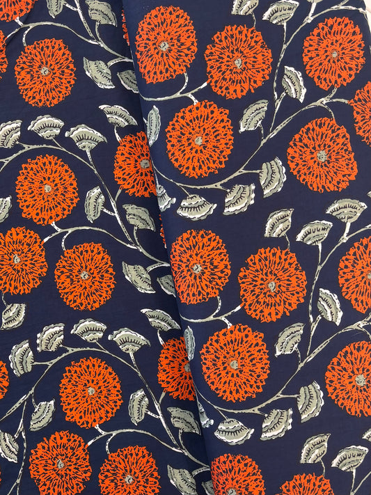 Indian Block Print - Navy Marigold