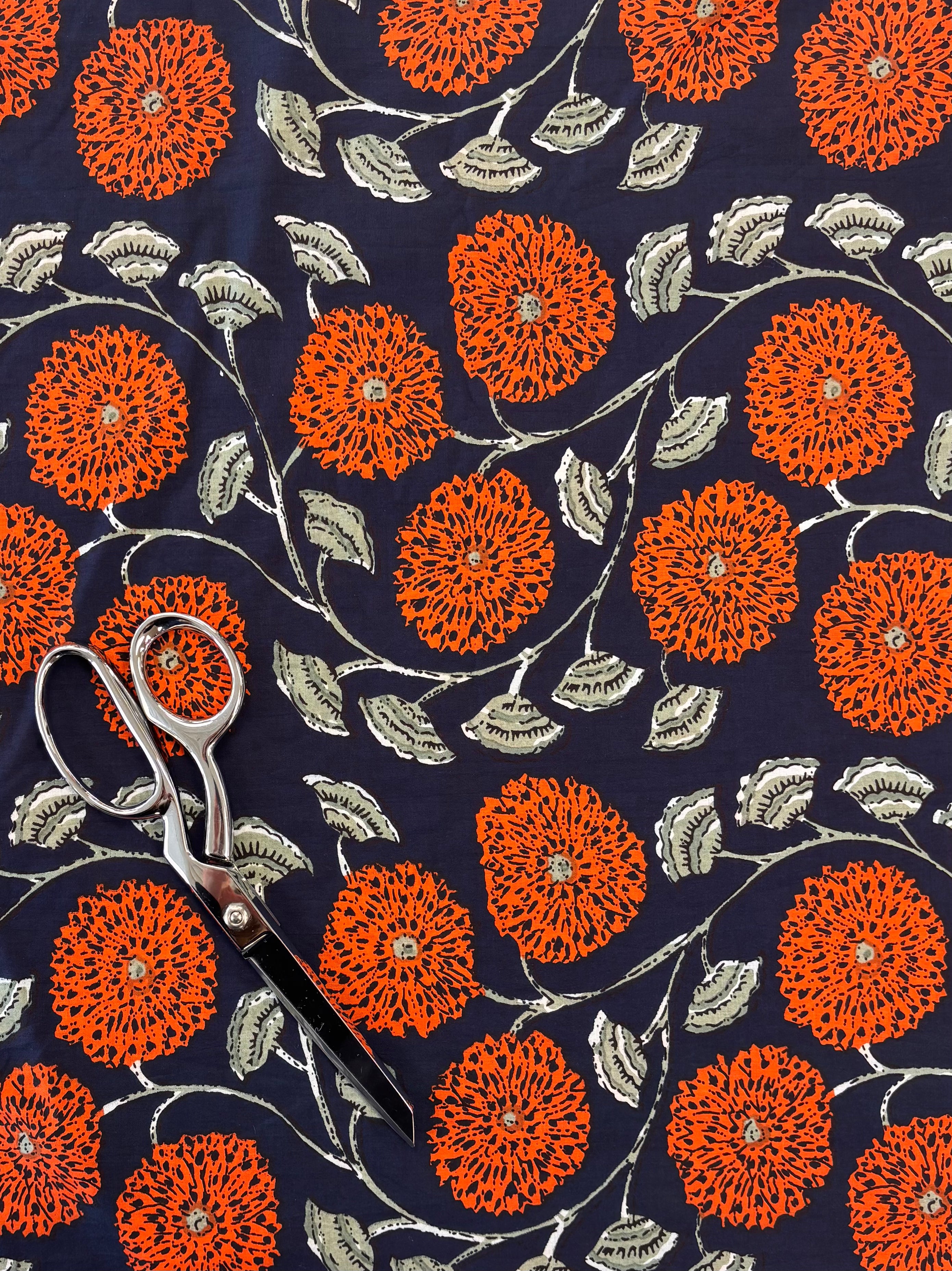 Indian Block Print - Navy Marigold