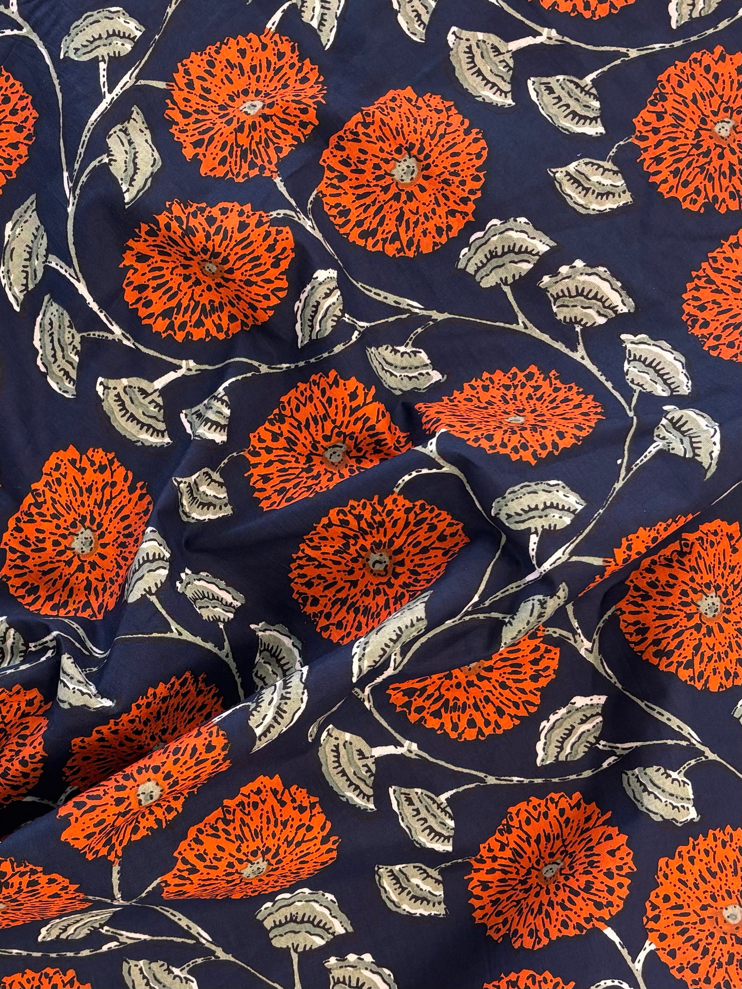 Indian Block Print - Navy Marigold