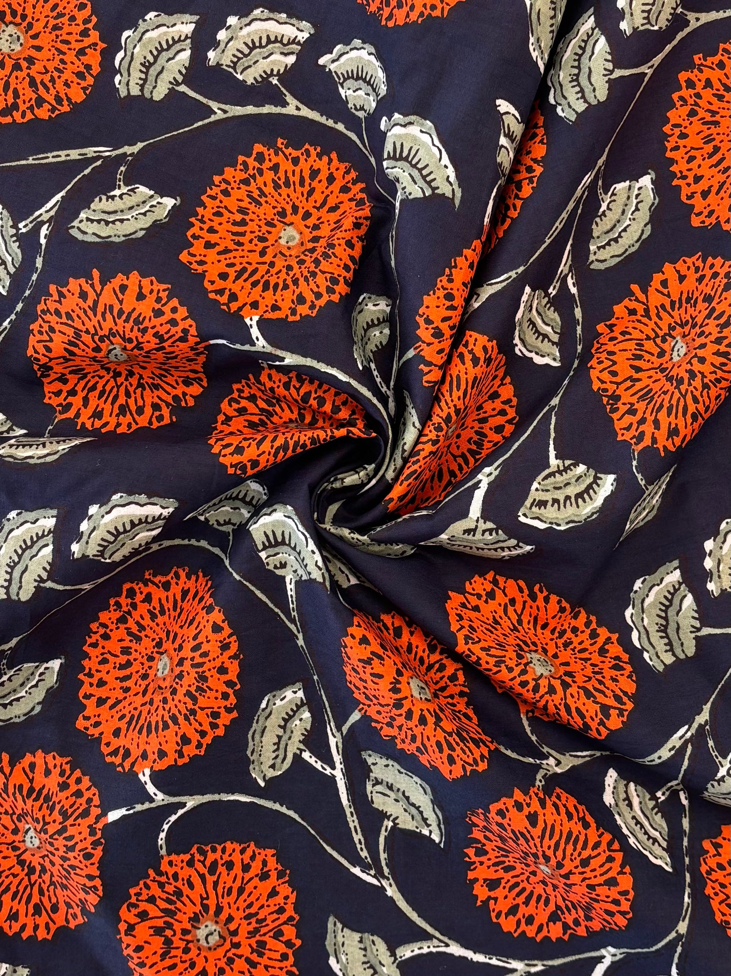 Indian Block Print - Navy Marigold