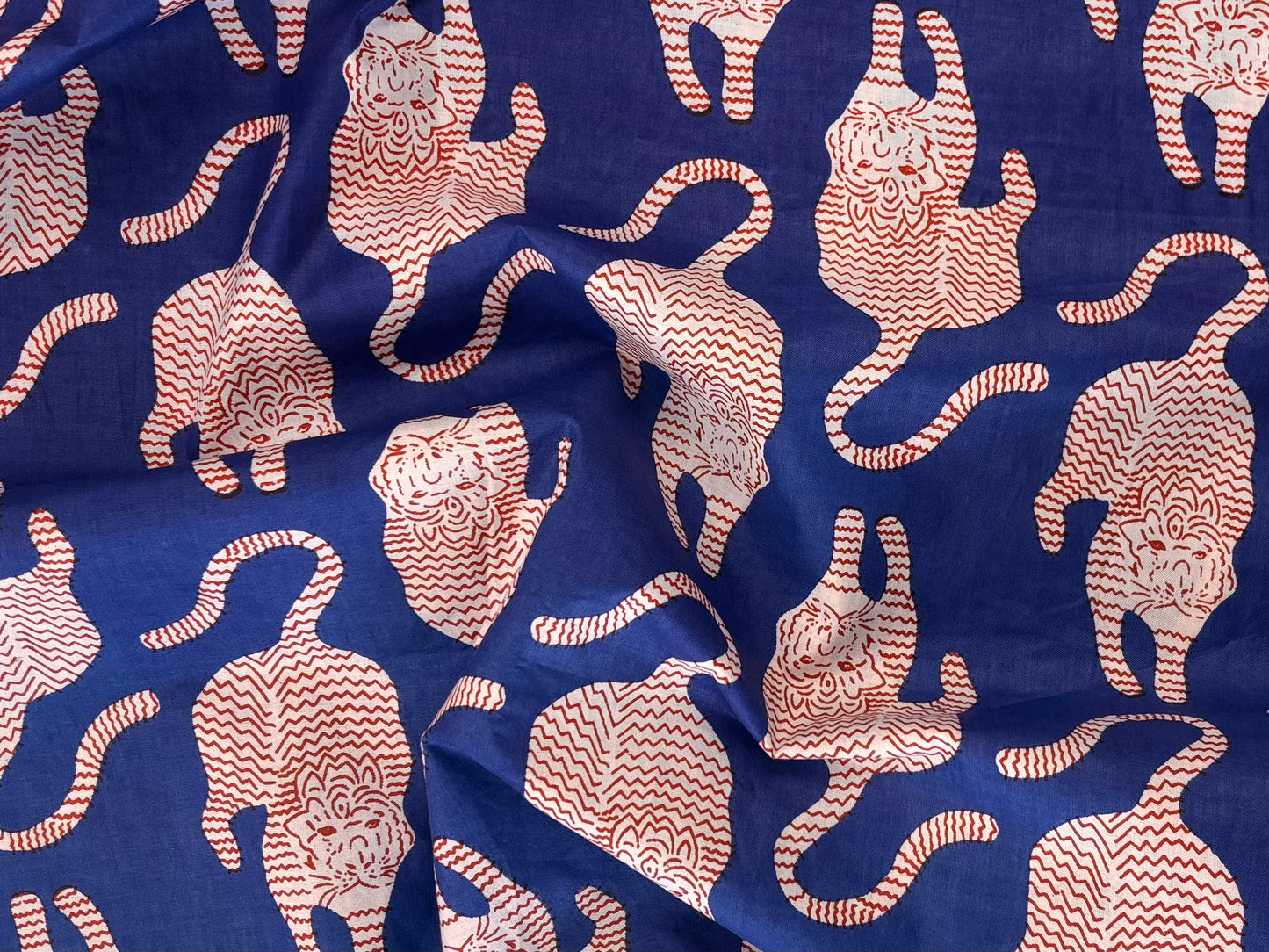 Indian Cotton Screen Print - Tigers