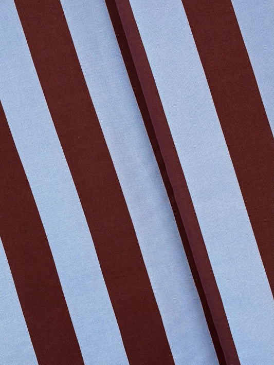 Indian Cotton Screen Print - Blue on Blue Stripe