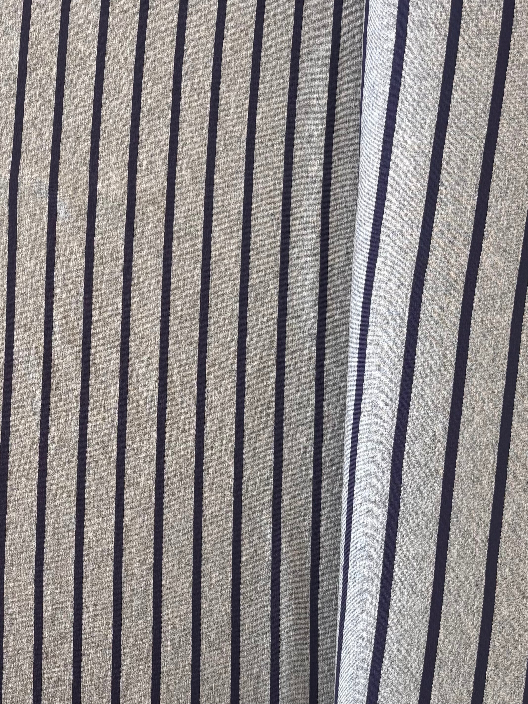 Deadstock Jersey - Heather Grey with Navy Stripe