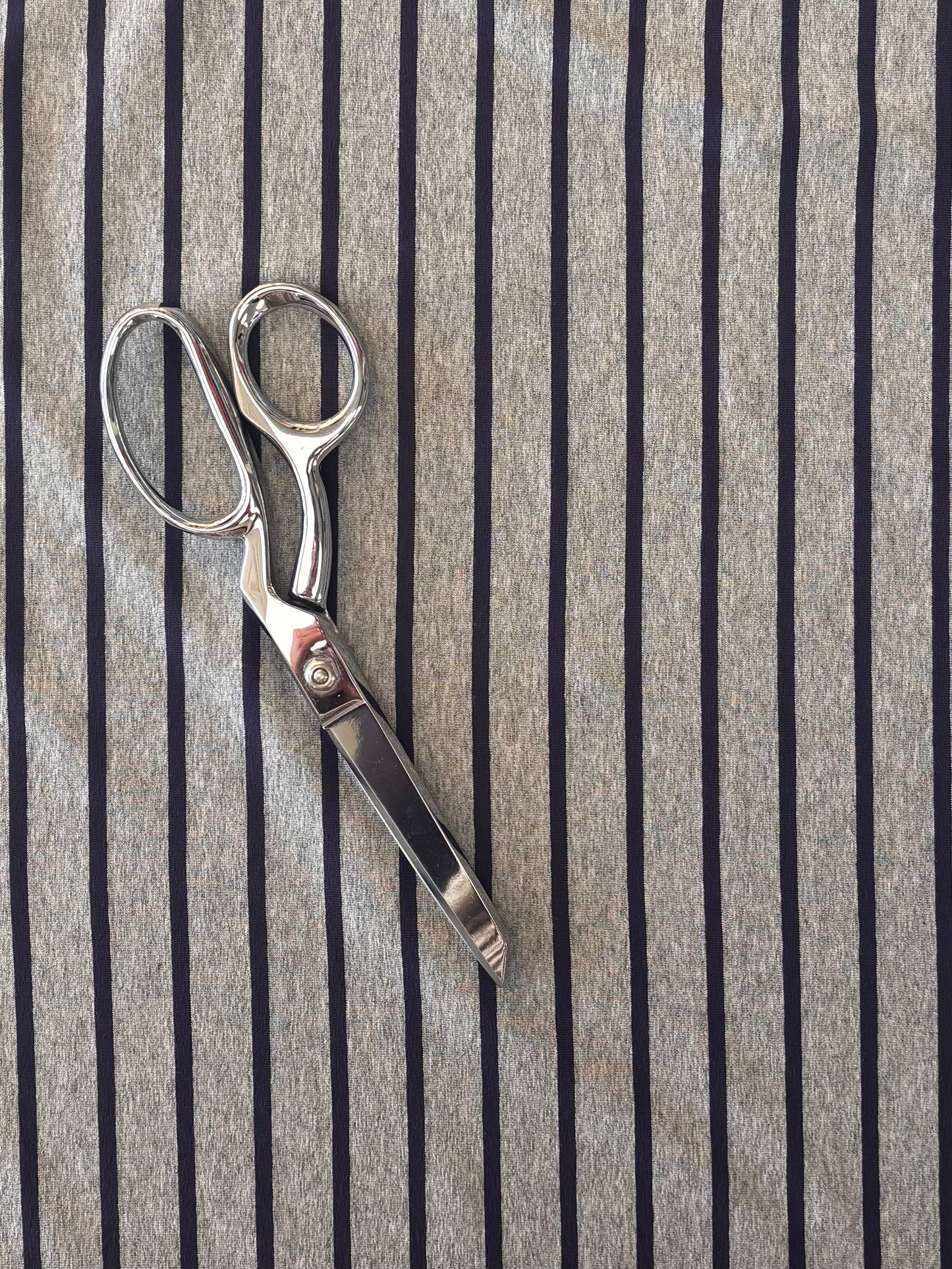 Deadstock Jersey - Heather Grey with Navy Stripe