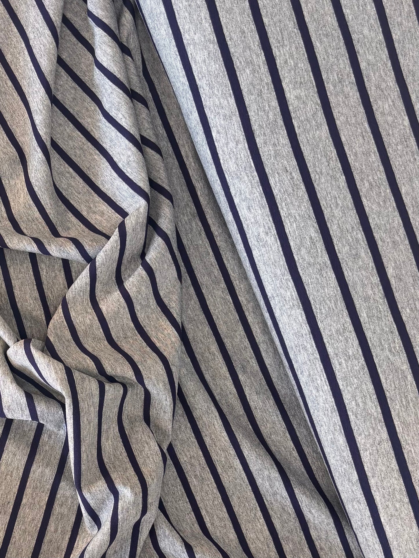 Deadstock Jersey - Heather Grey with Navy Stripe