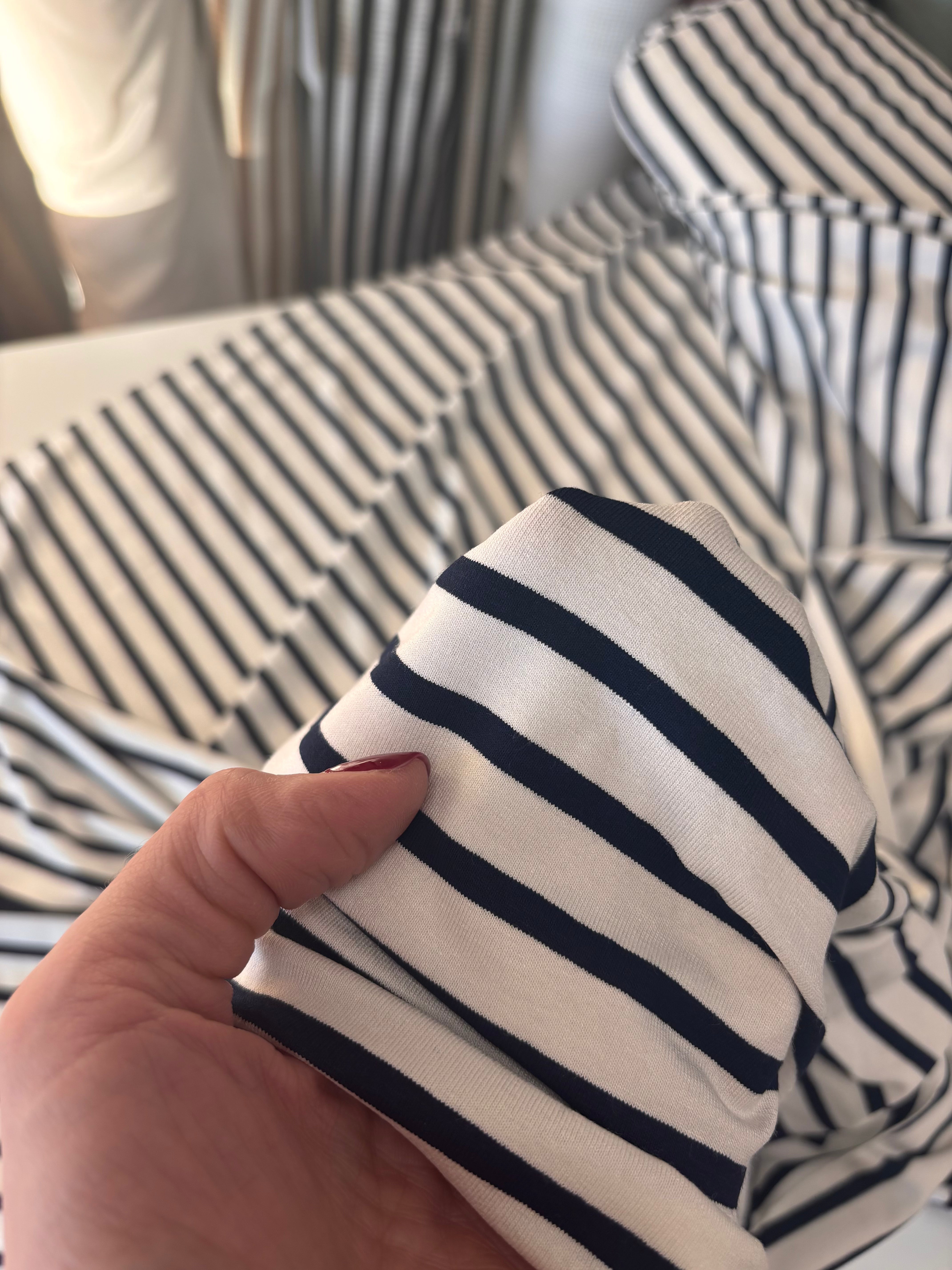 Deadstock Jersey - Off White with Navy Stripe