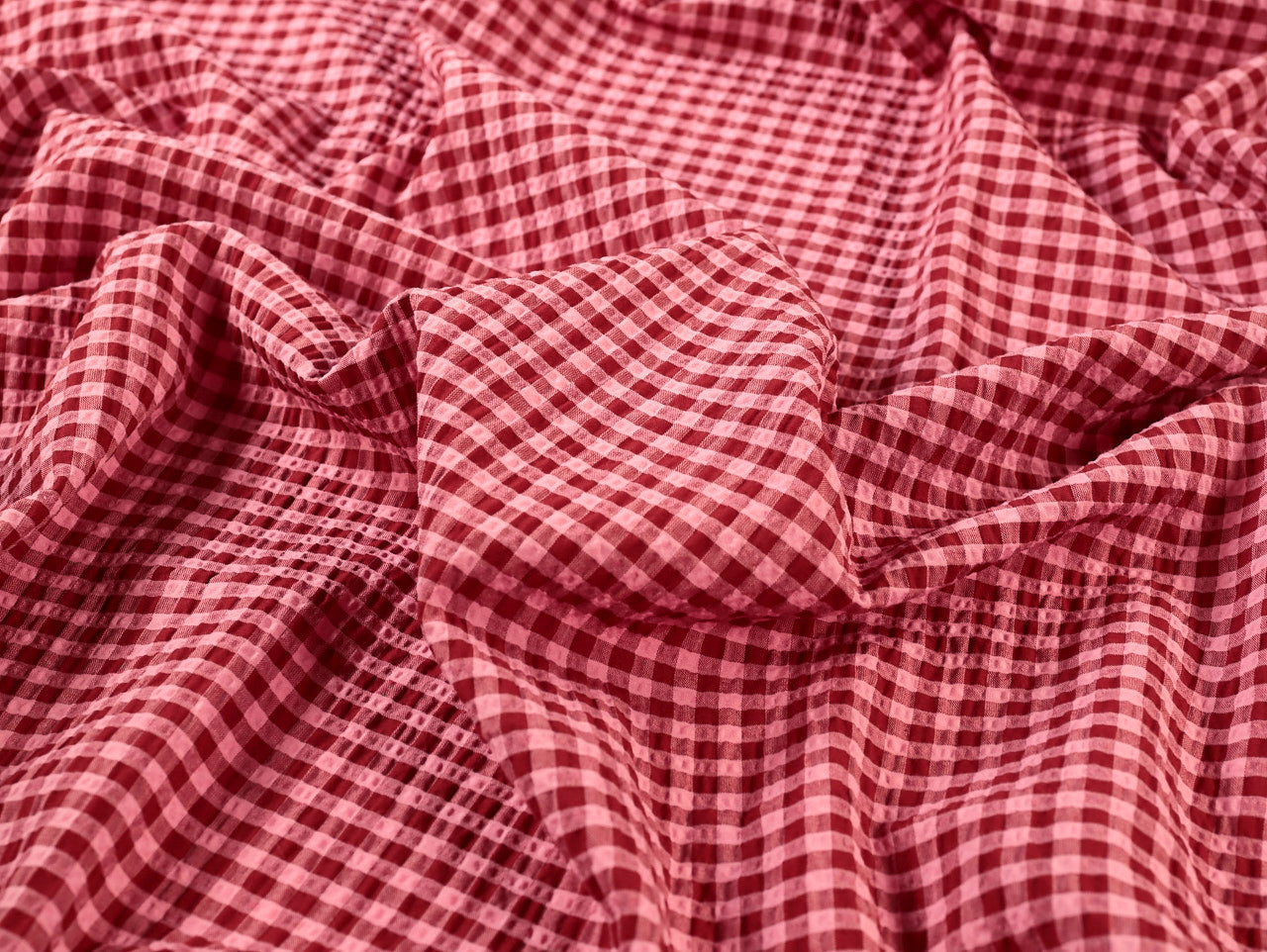 Rowan Gingham Seersucker - Red & Pink