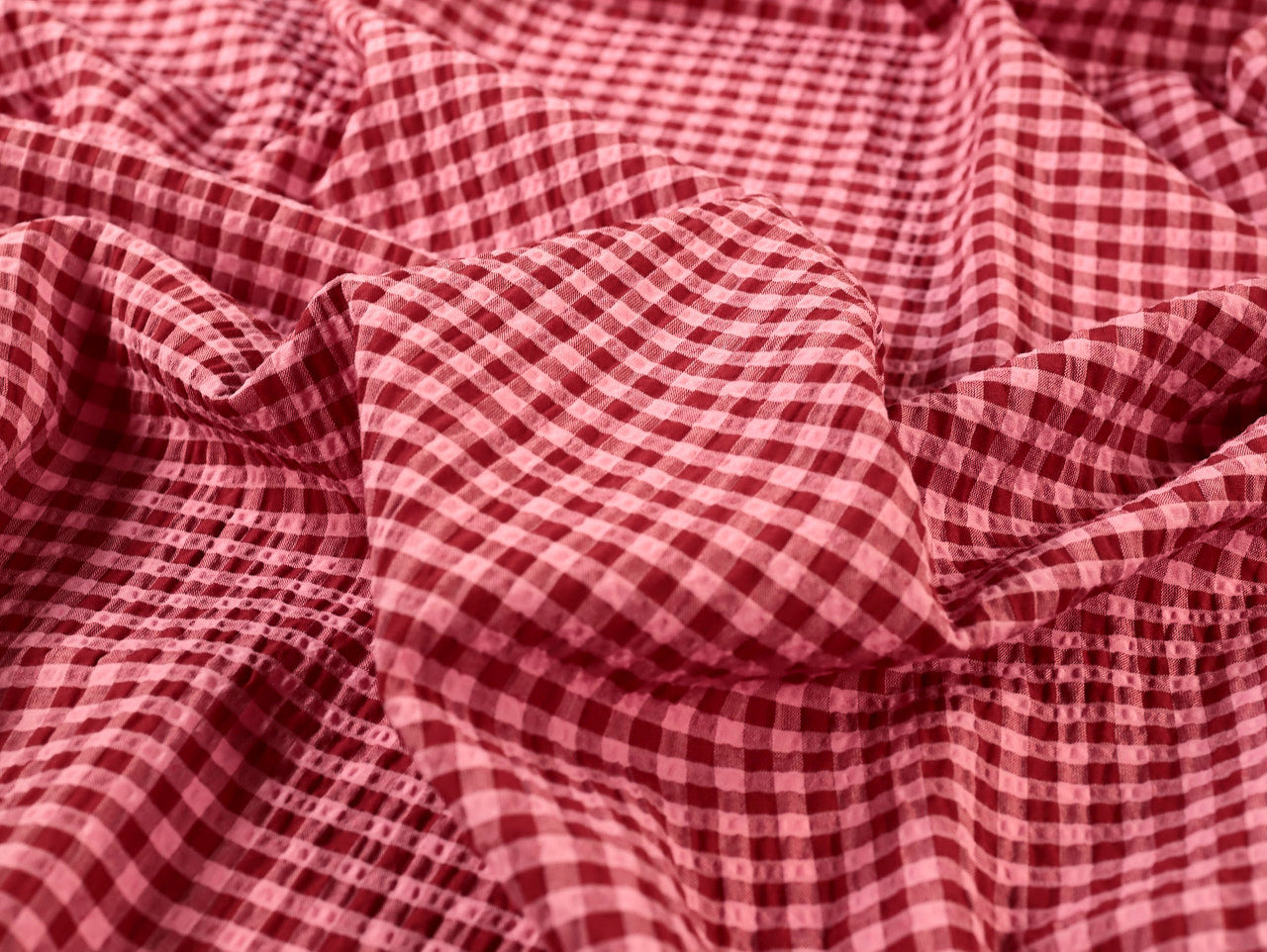Rowan Gingham Seersucker - Red & Pink