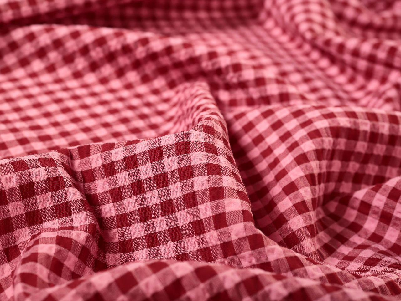 Rowan Gingham Seersucker - Red & Pink