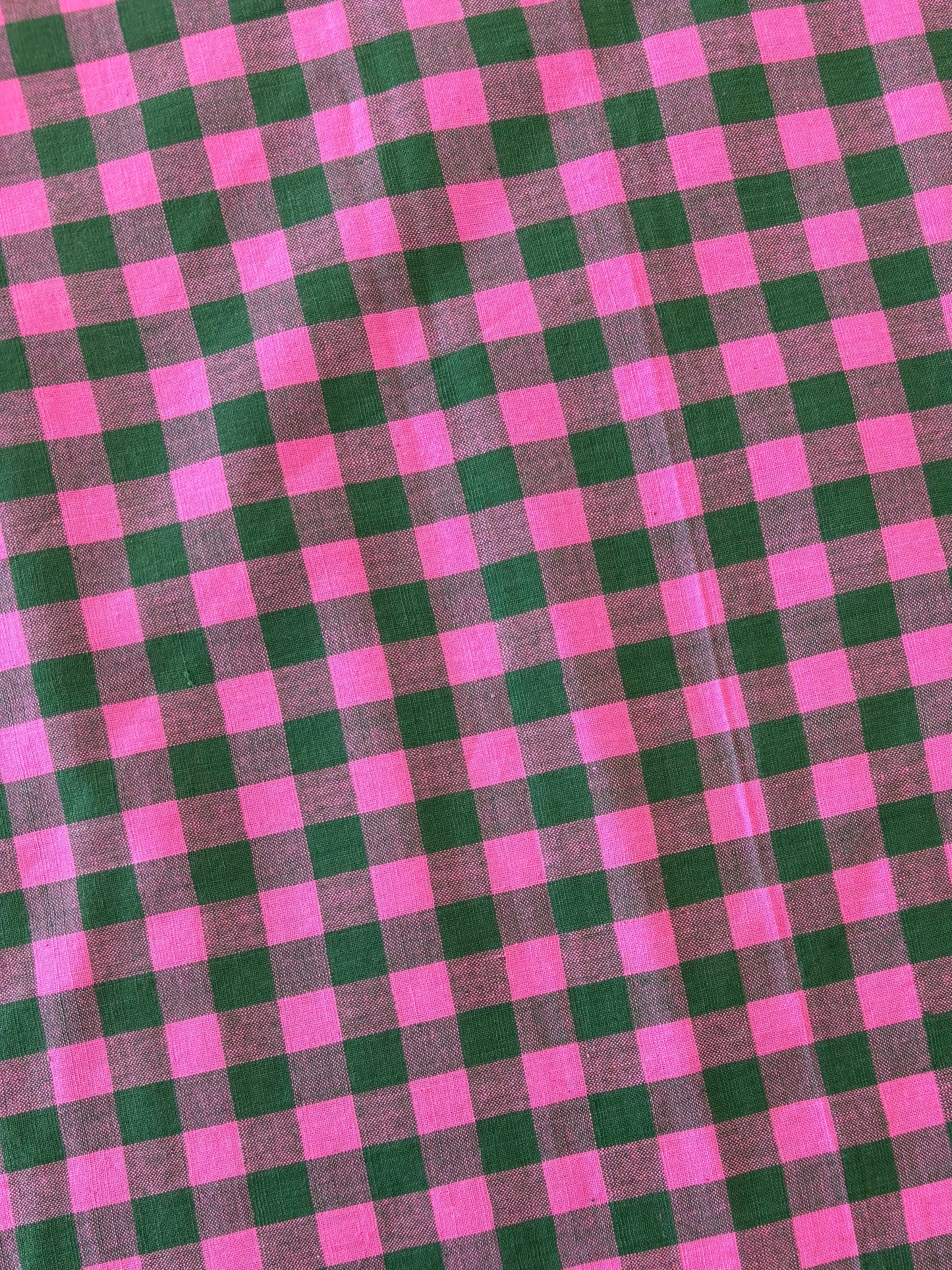 Cotton Handwoven - Green & Pink Check