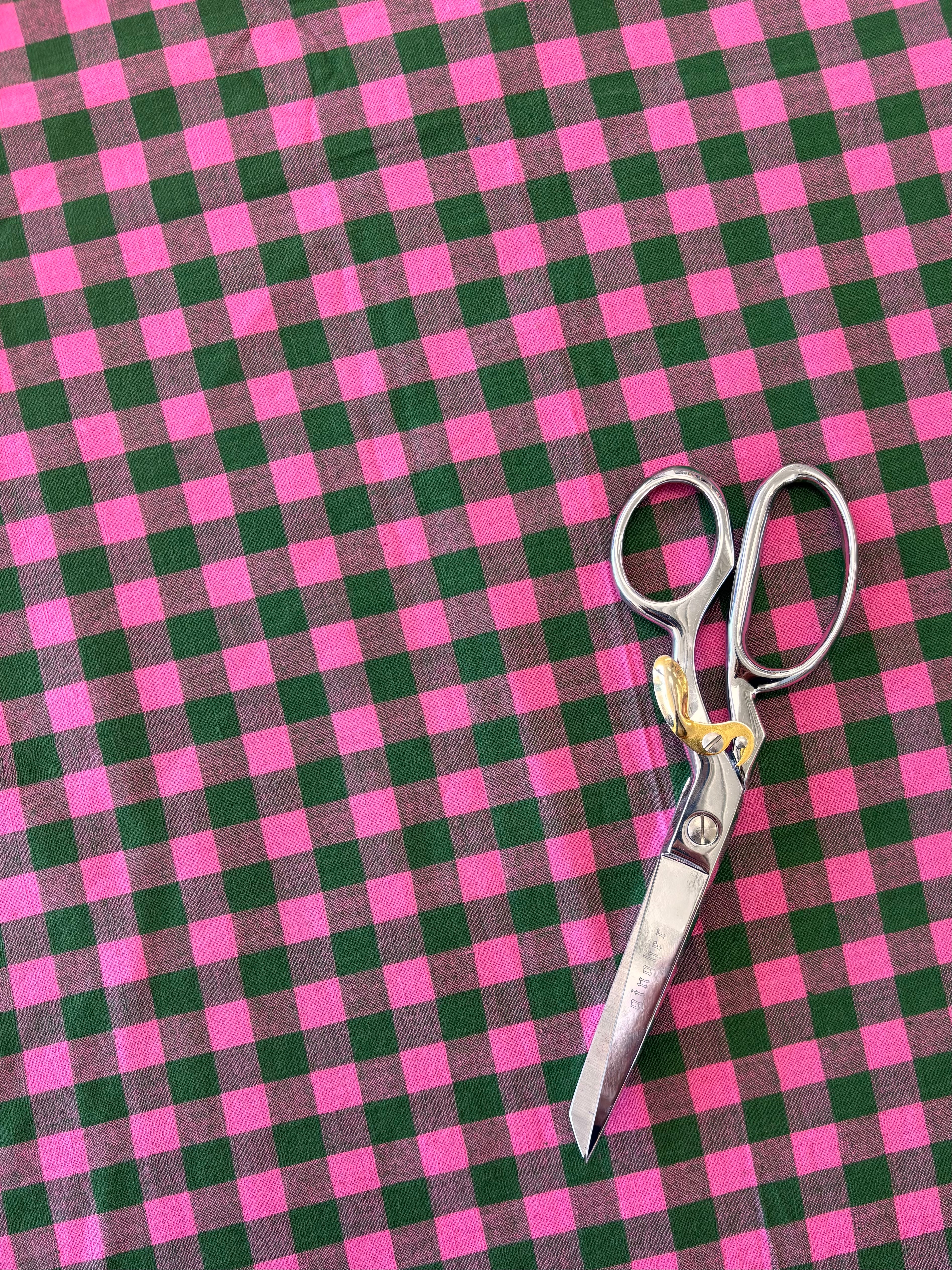 Cotton Handwoven - Green & Pink Check