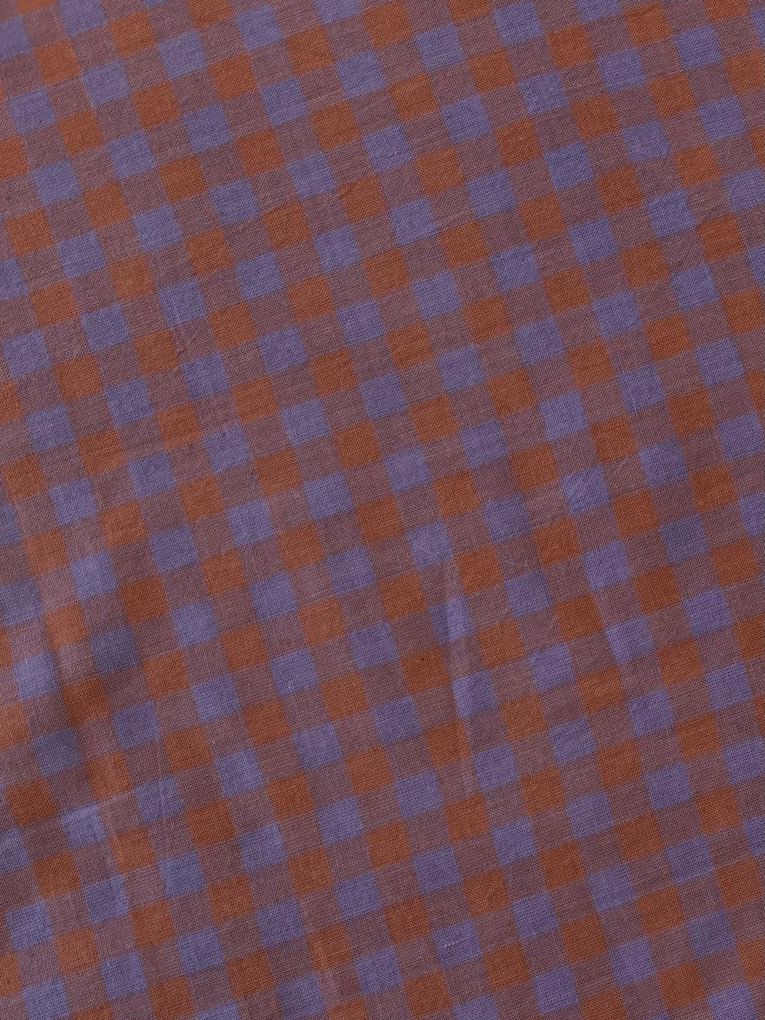 Cotton Handwoven - Brown & Purple Check