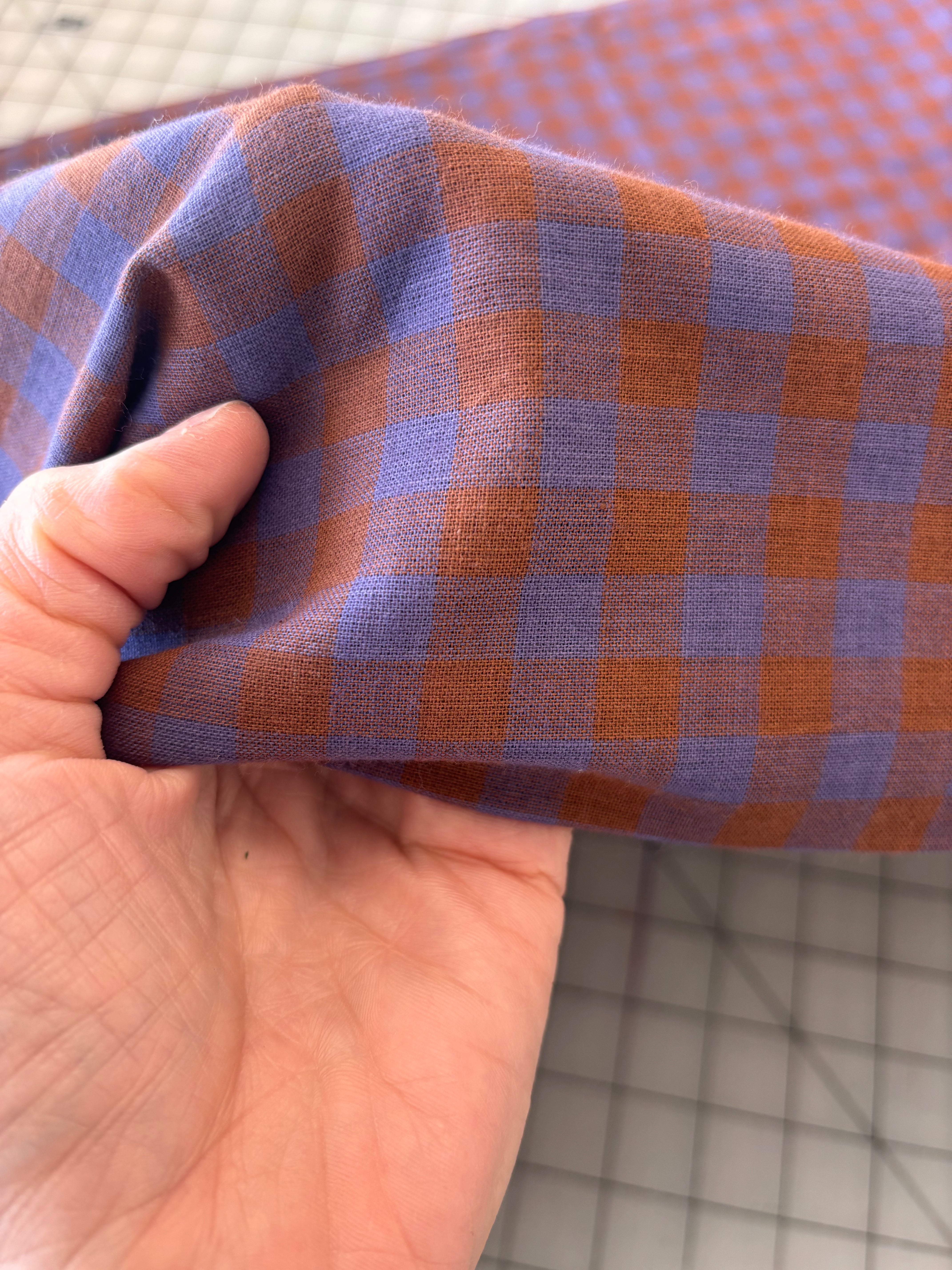 Cotton Handwoven - Brown & Purple Check