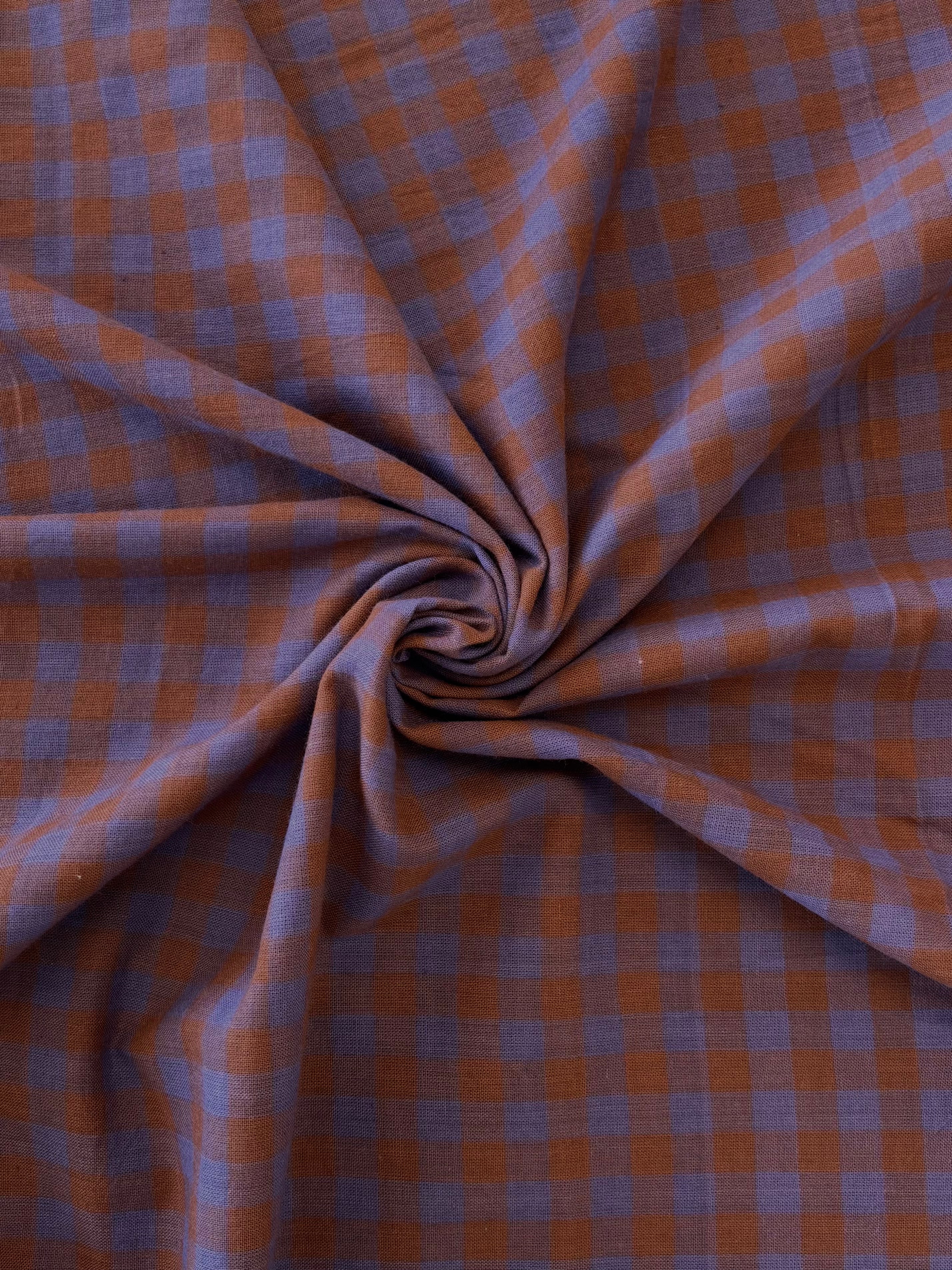 Cotton Handwoven - Brown & Purple Check