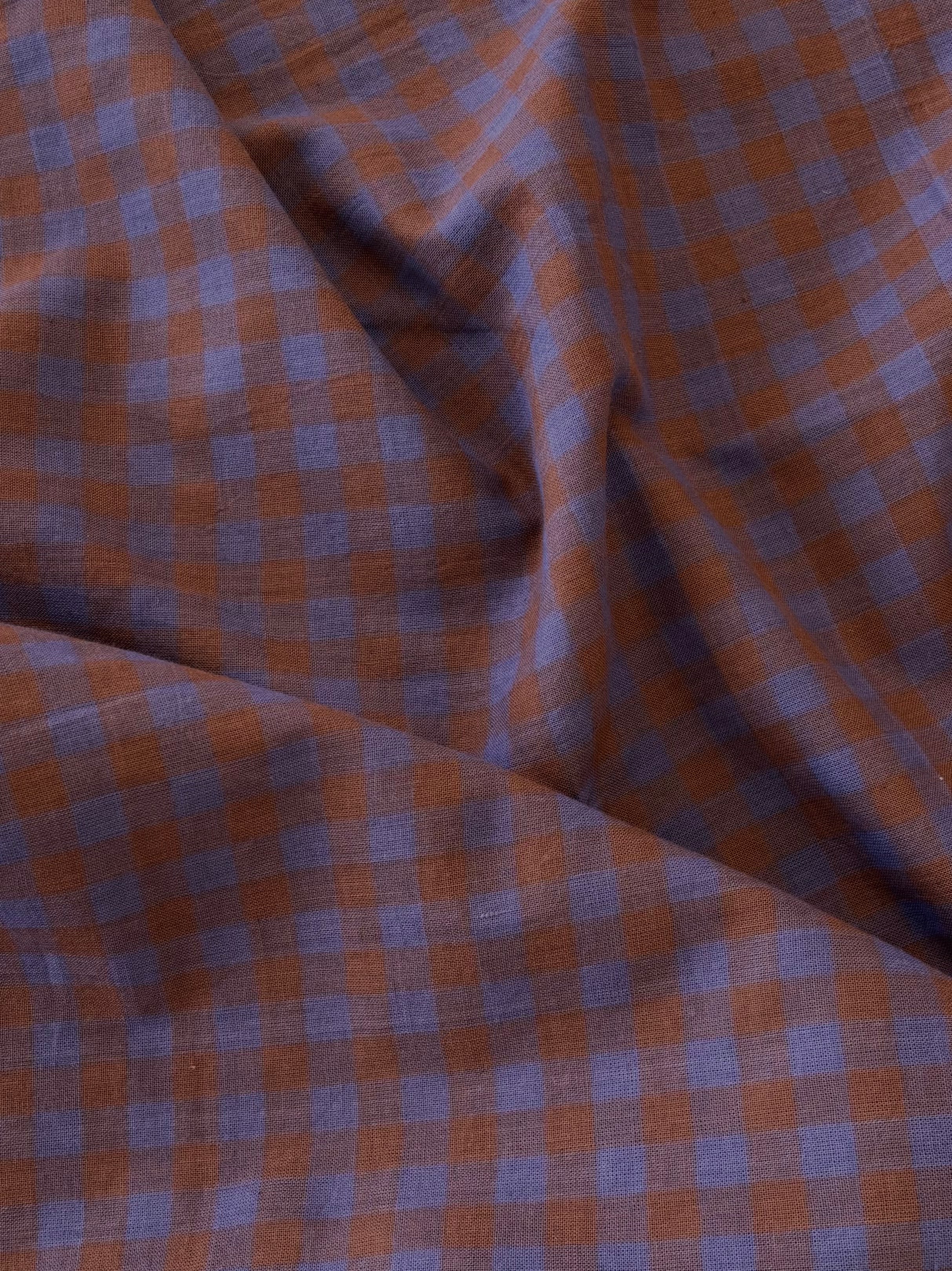 Cotton Handwoven - Brown & Purple Check