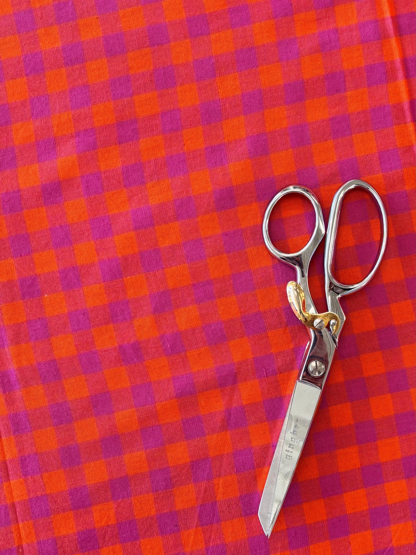 Cotton Handwoven - Fuschia and Orange Check