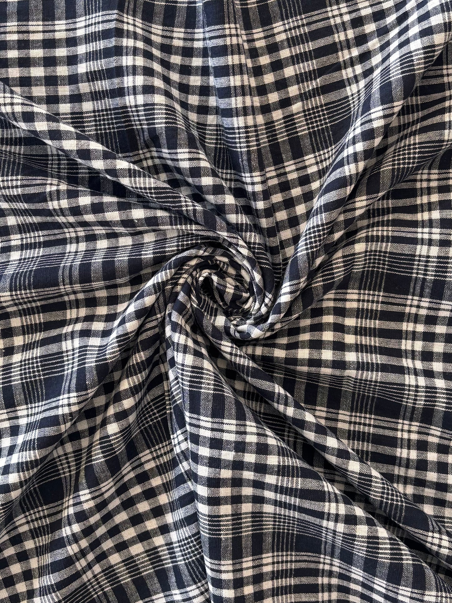 Cotton Handwoven - Black  and White Plaid