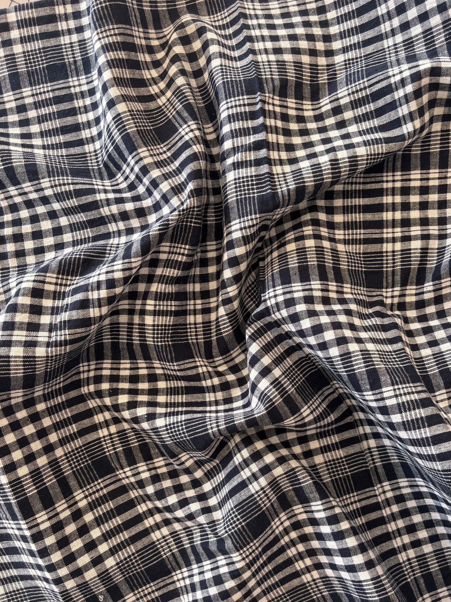 Cotton Handwoven - Black  and White Plaid