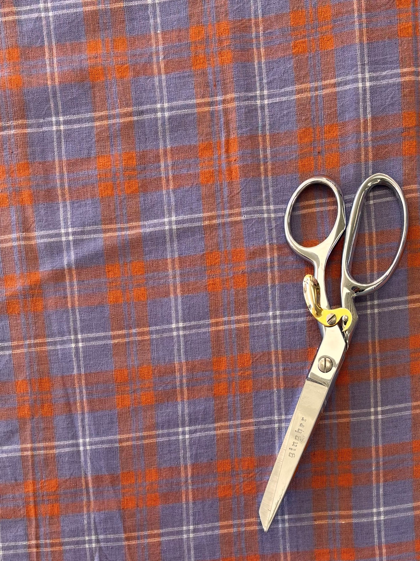 Cotton Handwoven - Orange and Purple Plaid